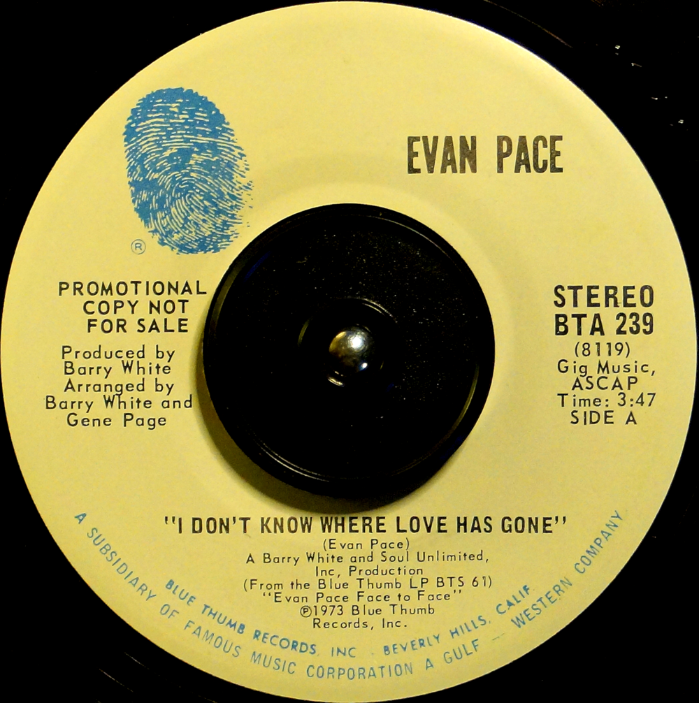 Evan Pace - I Don't Know Where Love Has Gone / You Are All The Sunshine I Will Ever Need