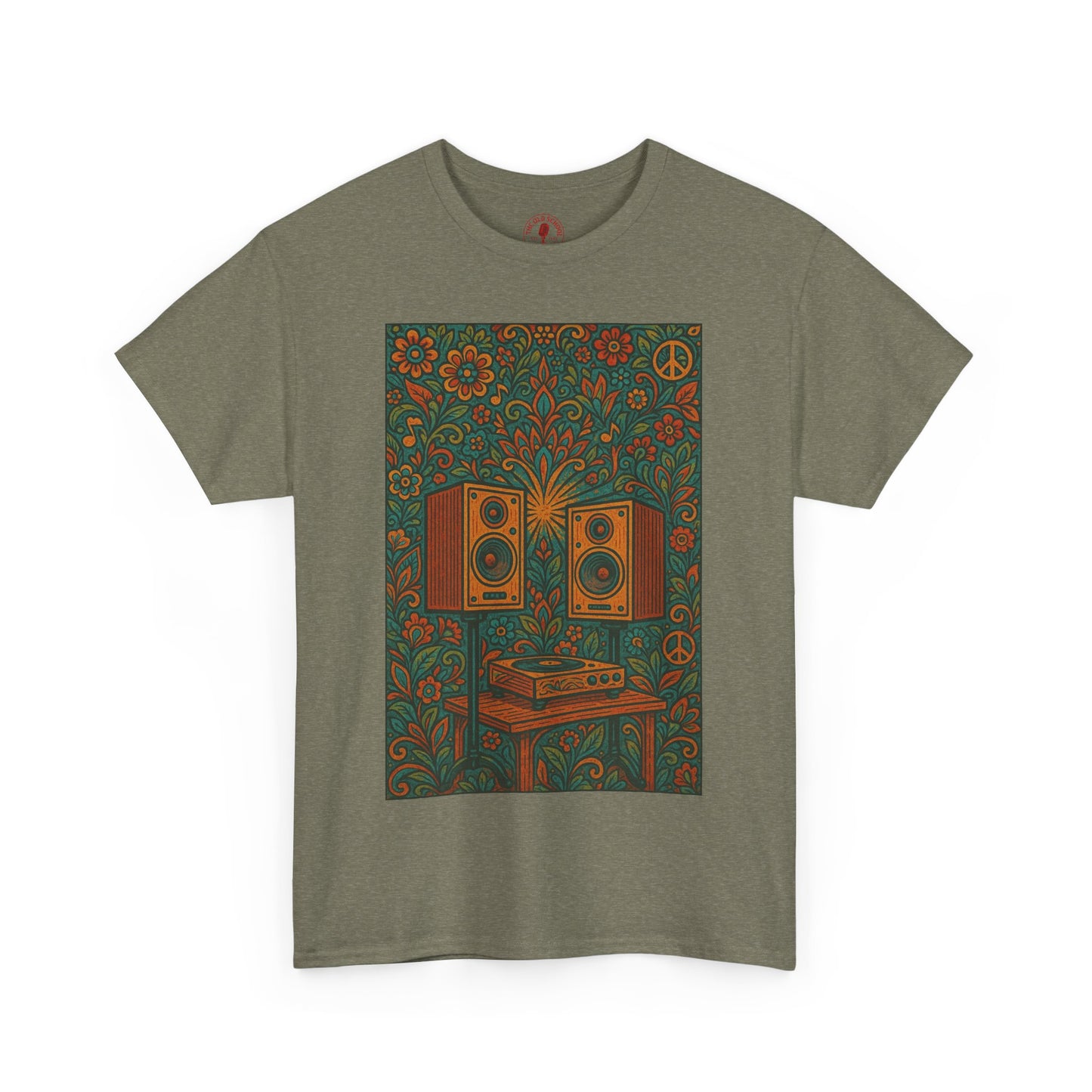 Retro Peace Love HiFi Tee Unisex Heavy Cotton T-Shirt Gift for Hippies