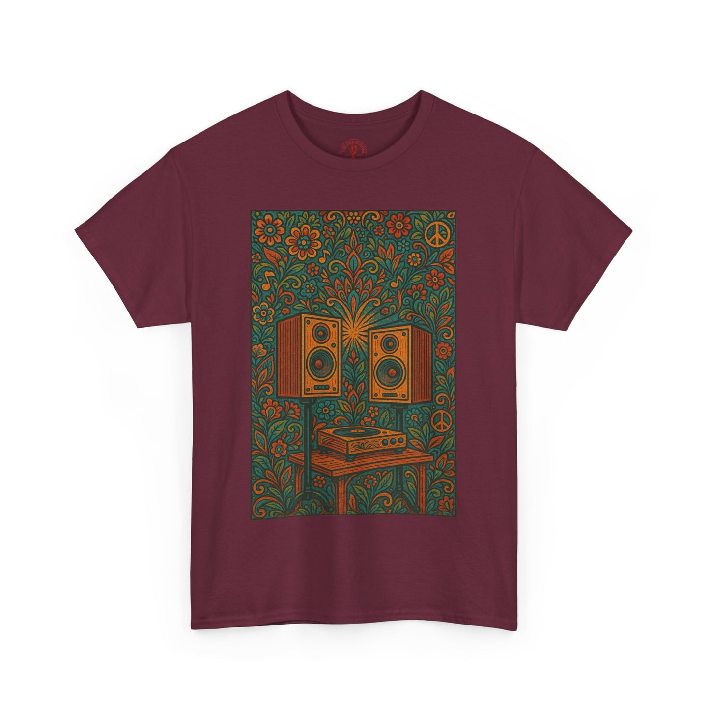Retro Peace Love HiFi Tee Unisex Heavy Cotton T-Shirt Gift for Hippies