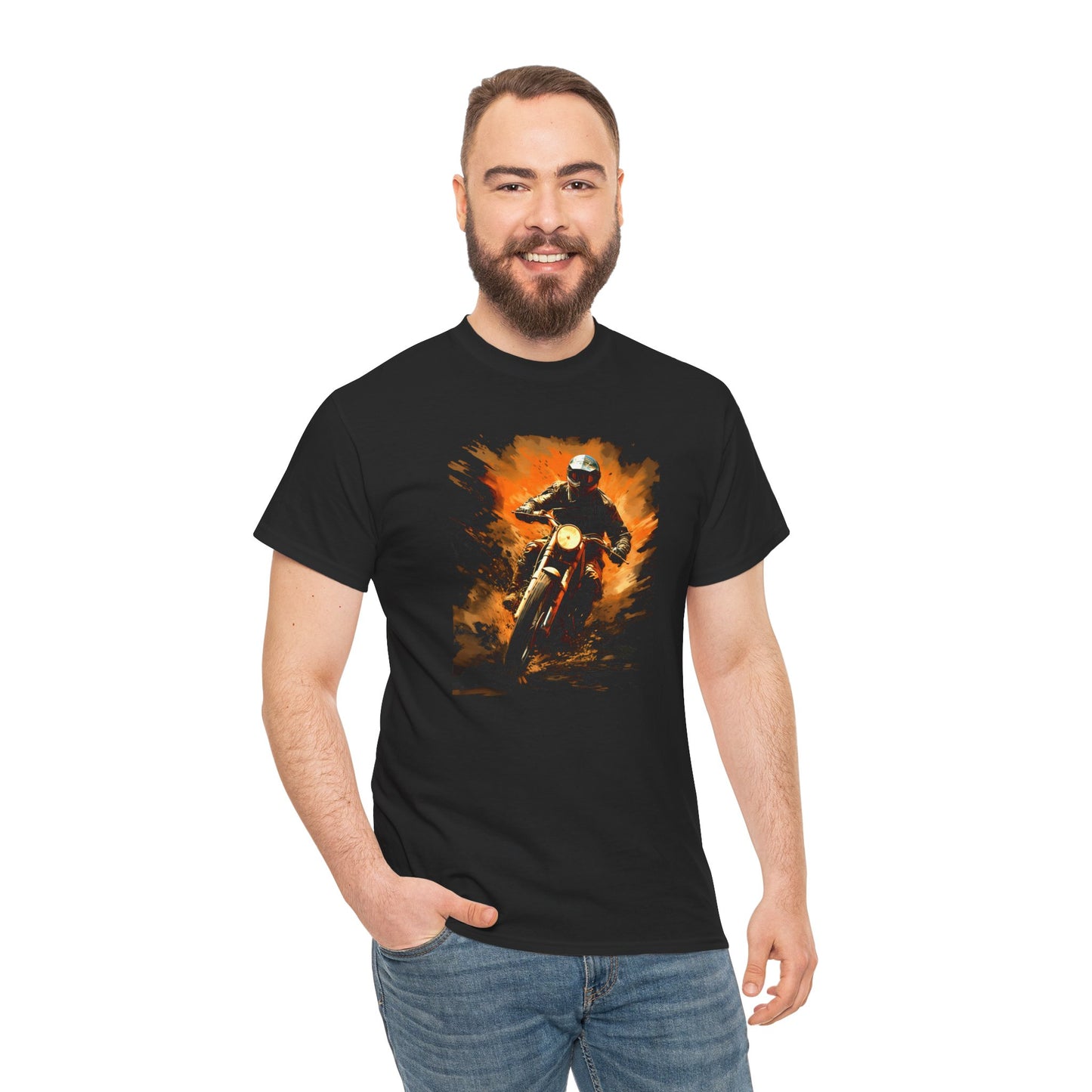 Vintage Motorcycle Bike Racer Unisex Heavy Cotton Tee | Vintage T-Shirt, Graphic Tee, Casual Wear