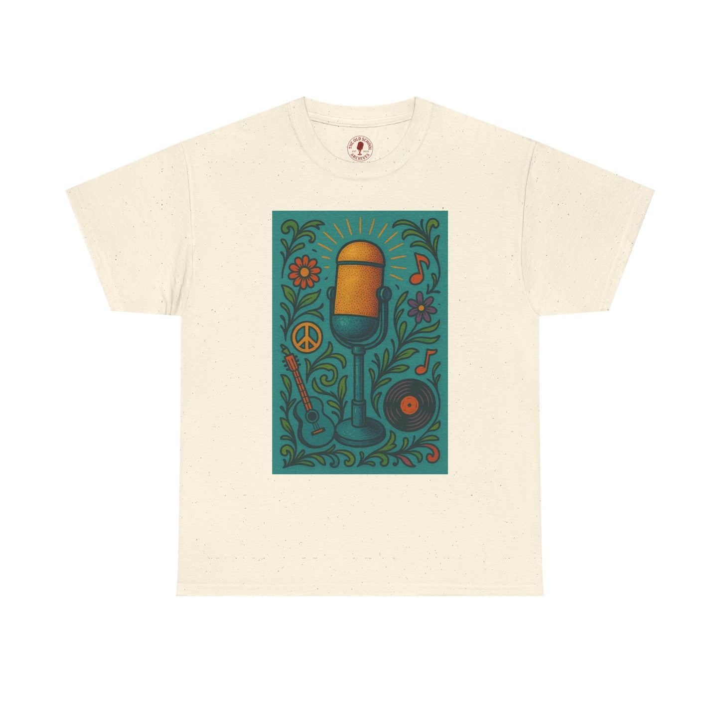 Peace Love Microphone Tee Unisex Heavy Cotton T-Shirt Gift for Hippies
