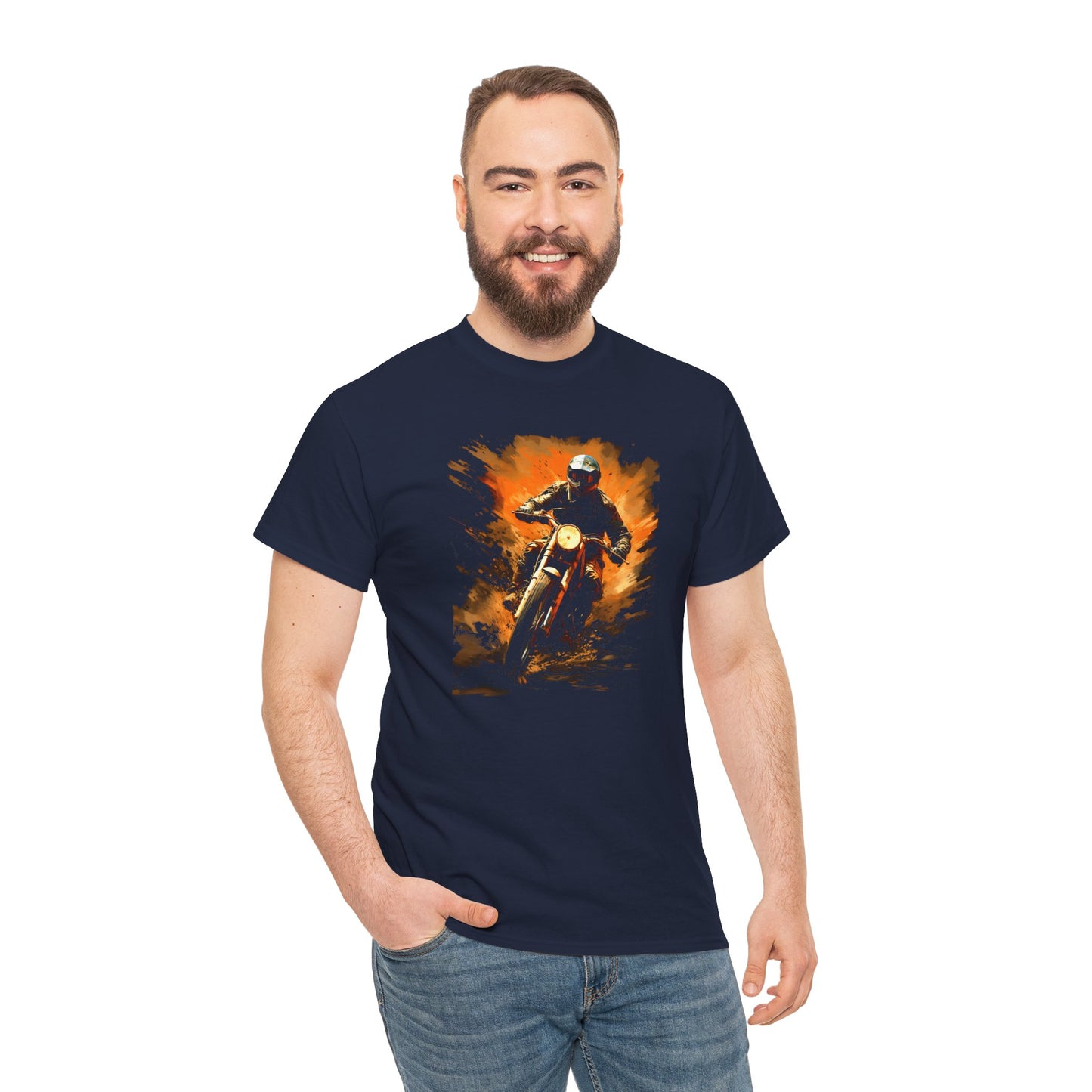 Vintage Motorcycle Bike Racer Unisex Heavy Cotton Tee | Vintage T-Shirt, Graphic Tee, Casual Wear