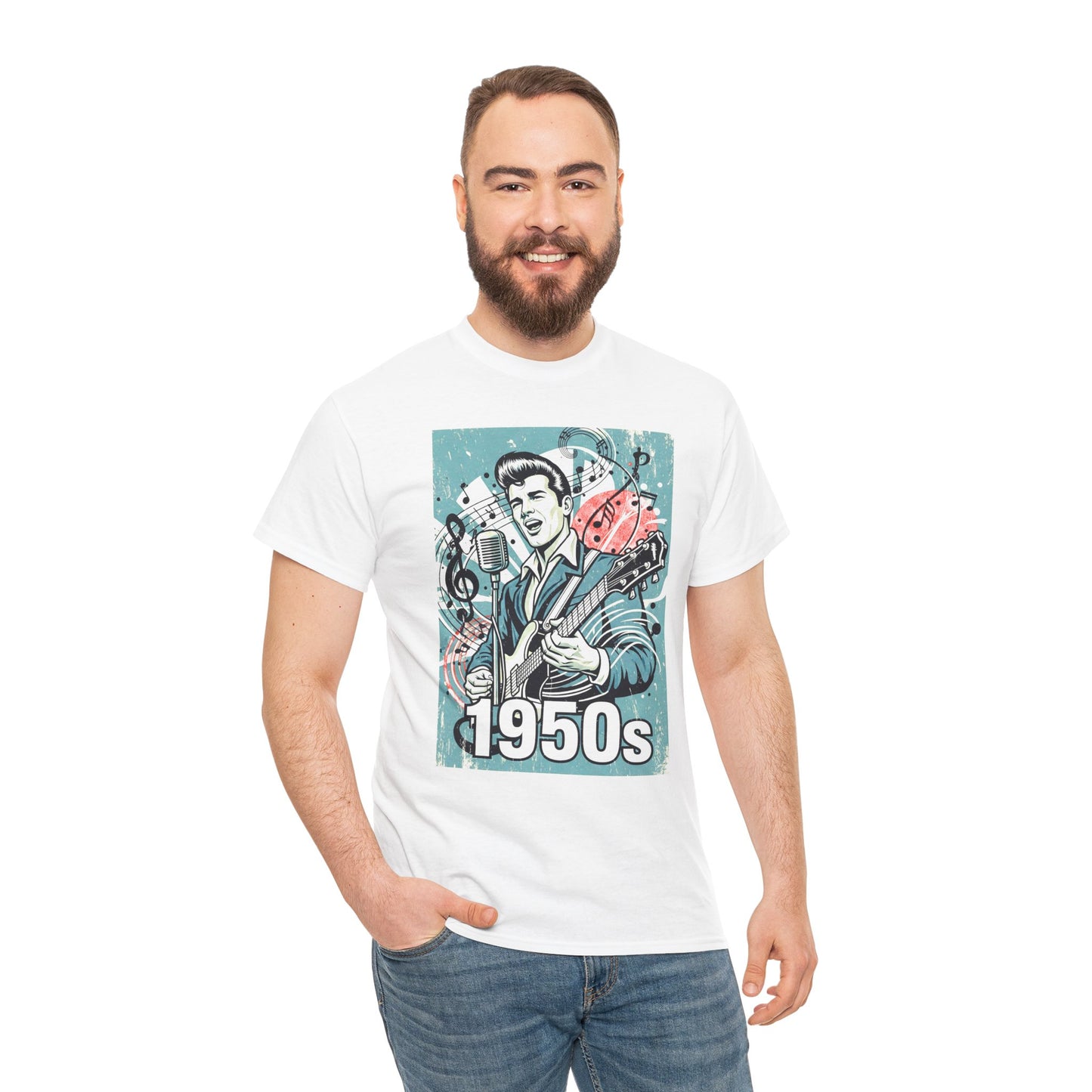 1950s Rock N Roll Tee, Unisex Heavy Cotton T-Shirt, Casual Statement Wear