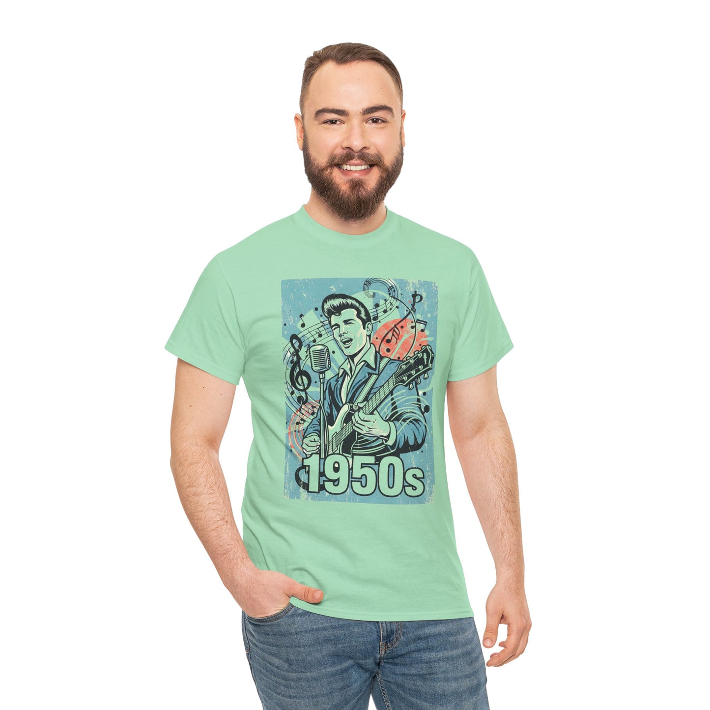 1950s Rock N Roll Tee, Unisex Heavy Cotton T-Shirt, Casual Statement Wear