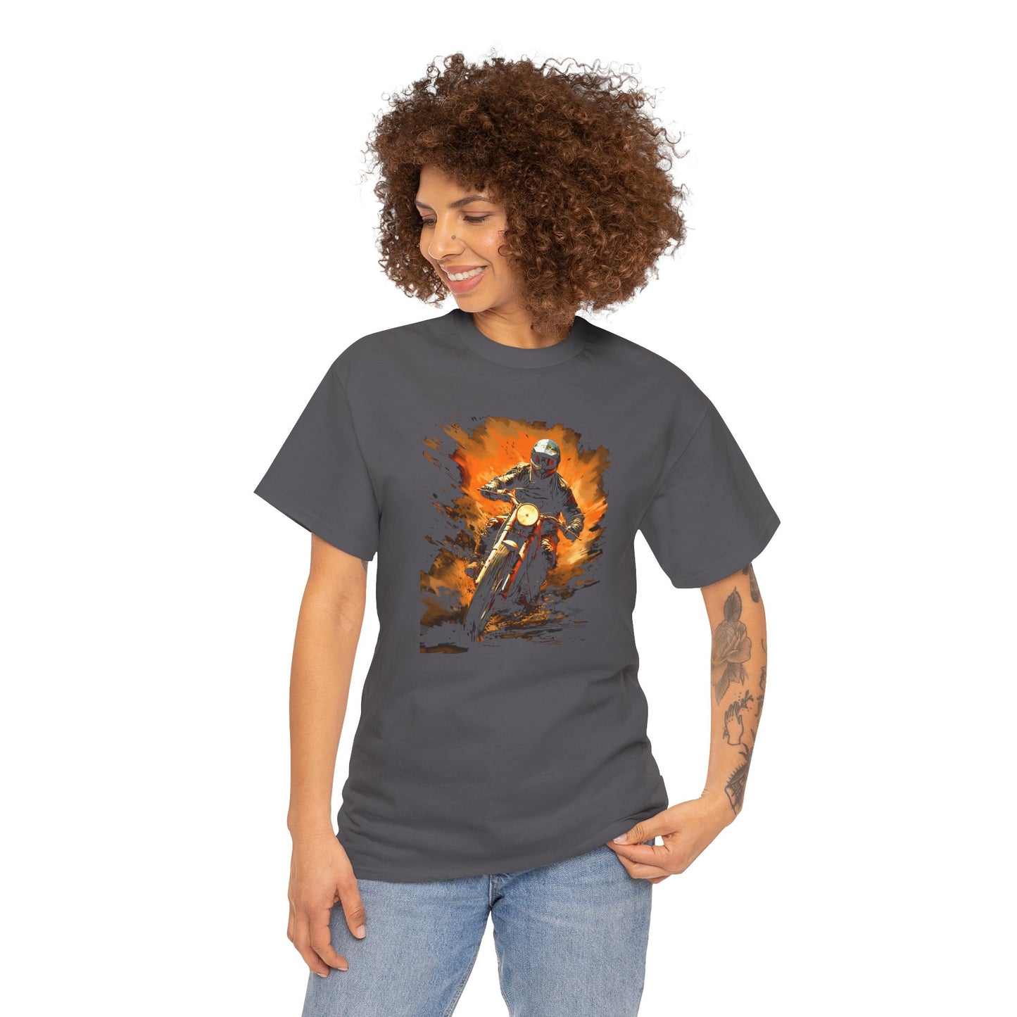 Vintage Motorcycle Bike Racer Unisex Heavy Cotton Tee | Vintage T-Shirt, Graphic Tee, Casual Wear