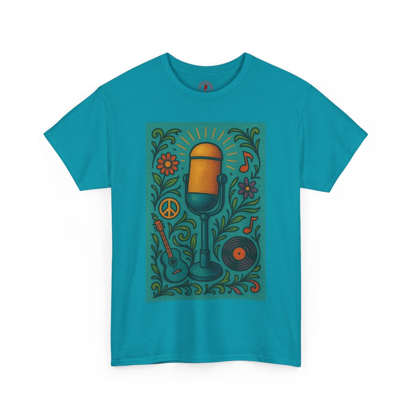 Peace Love Microphone Tee Unisex Heavy Cotton T-Shirt Gift for Hippies