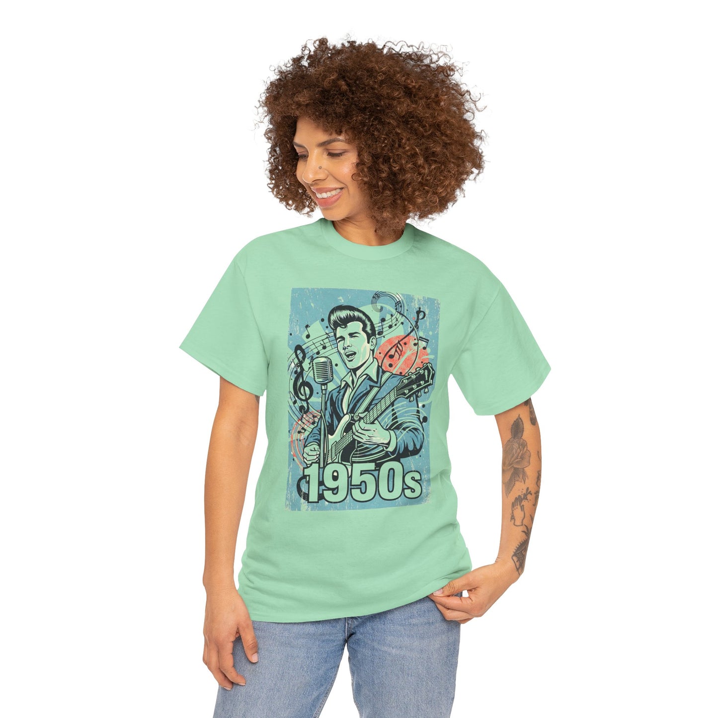 1950s Rock N Roll Tee, Unisex Heavy Cotton T-Shirt, Casual Statement Wear