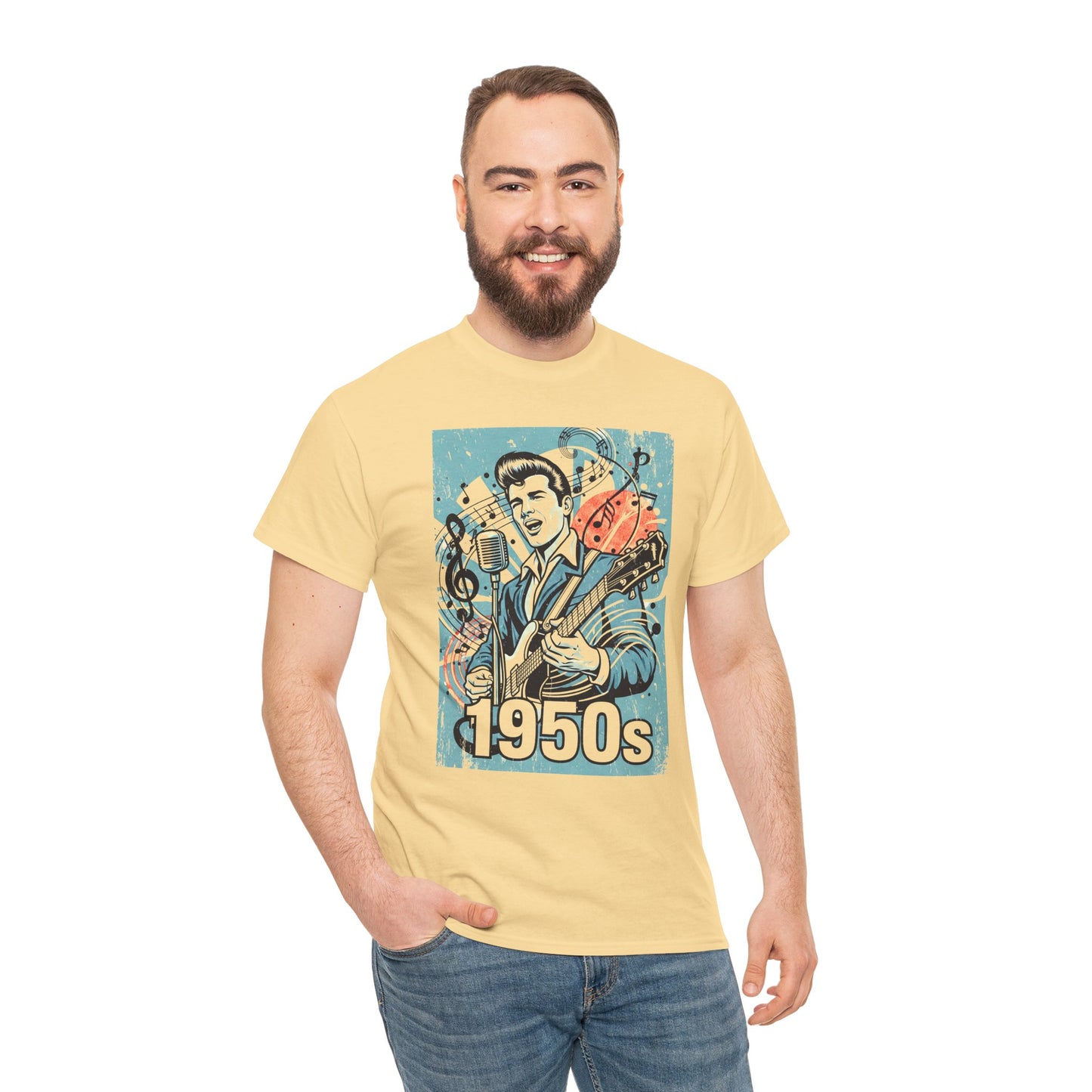 1950s Rock N Roll Tee, Unisex Heavy Cotton T-Shirt, Casual Statement Wear
