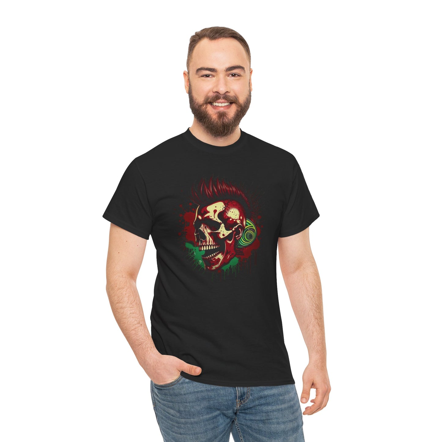 Mohawk Skull Unisex Heavy Cotton Tee Statement Shirt