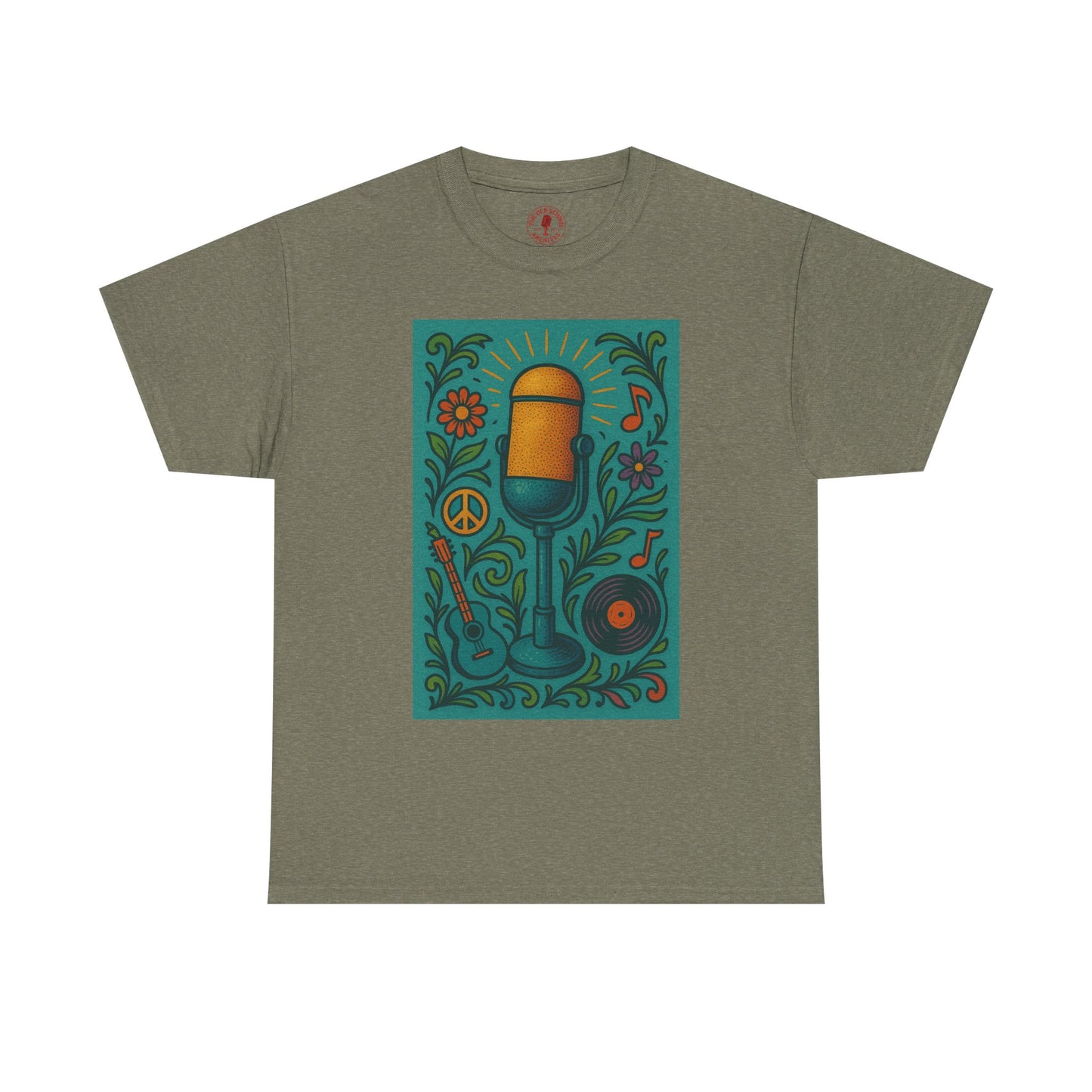 Peace Love Microphone Tee Unisex Heavy Cotton T-Shirt Gift for Hippies