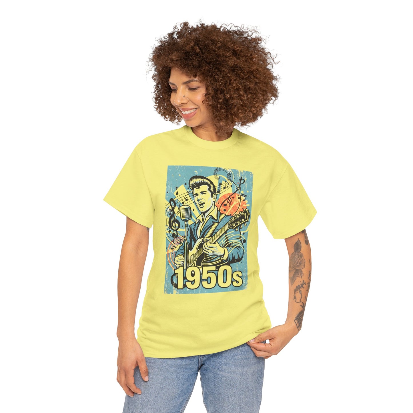 1950s Rock N Roll Tee, Unisex Heavy Cotton T-Shirt, Casual Statement Wear