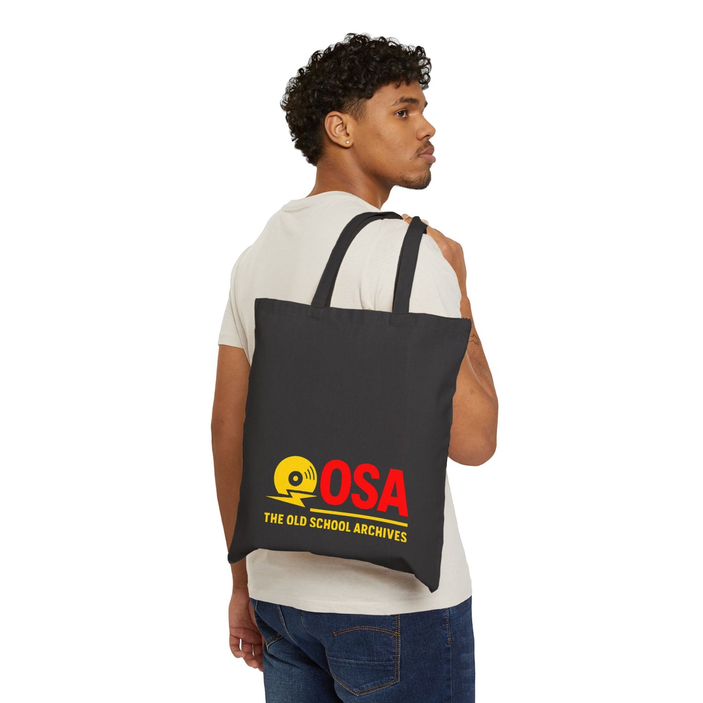 The Old-School Archives Canvas Vinyl Record Shopping Bag Lightning Logo