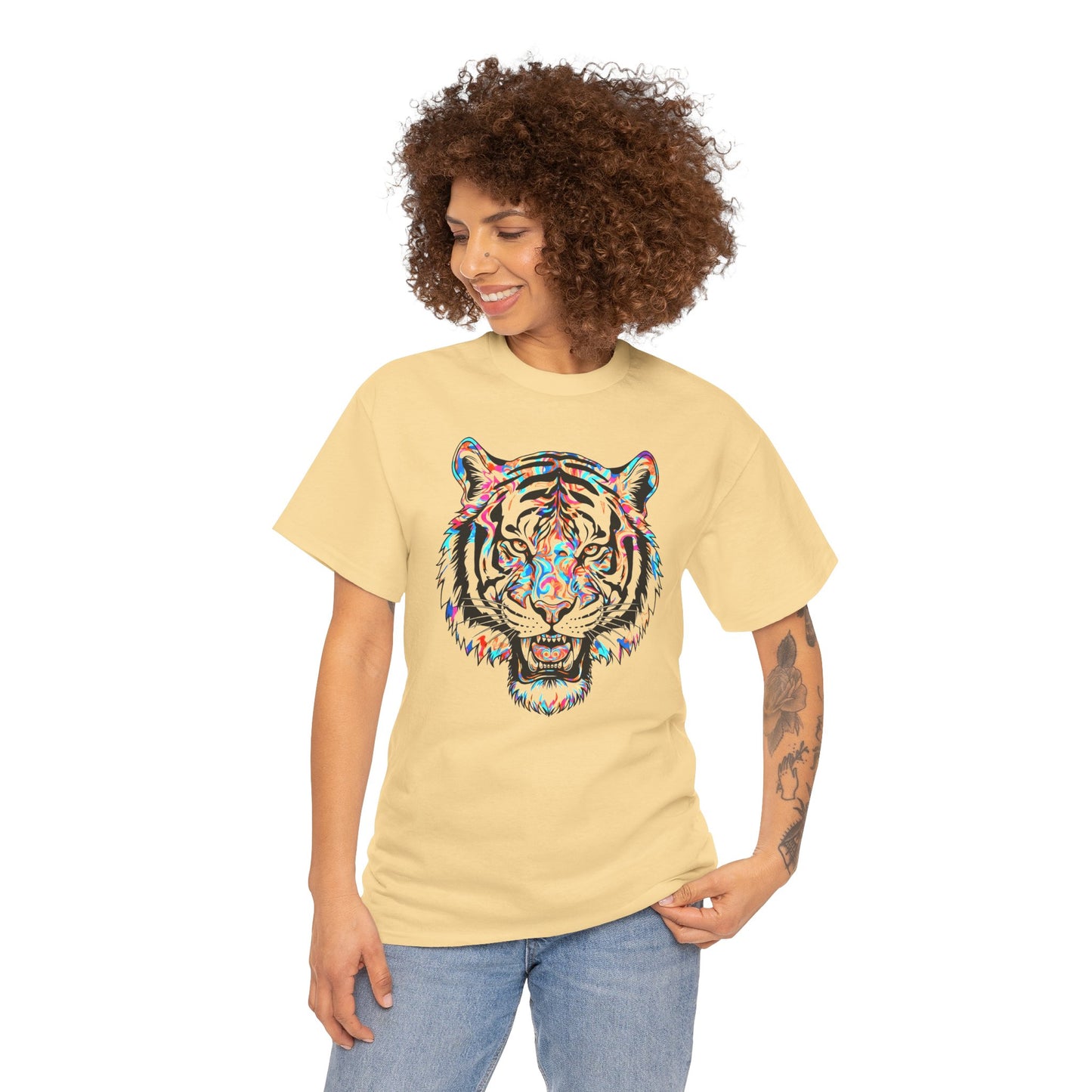 Cosmic Tiger Unisex Heavy Cotton Tee Statement Shirt