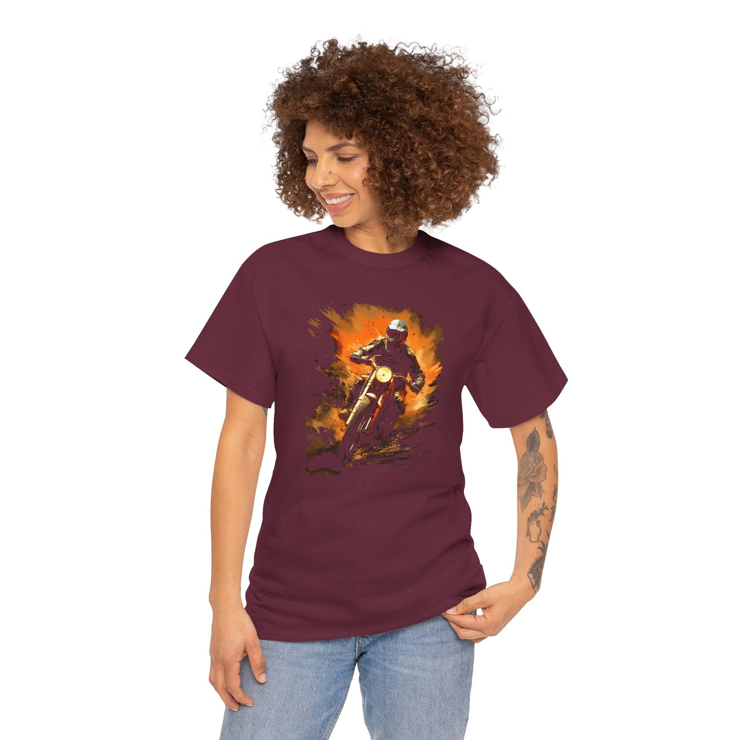 Vintage Motorcycle Bike Racer Unisex Heavy Cotton Tee | Vintage T-Shirt, Graphic Tee, Casual Wear
