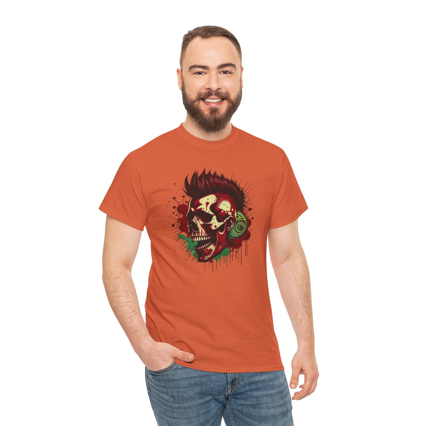 Mohawk Skull Unisex Heavy Cotton Tee Statement Shirt