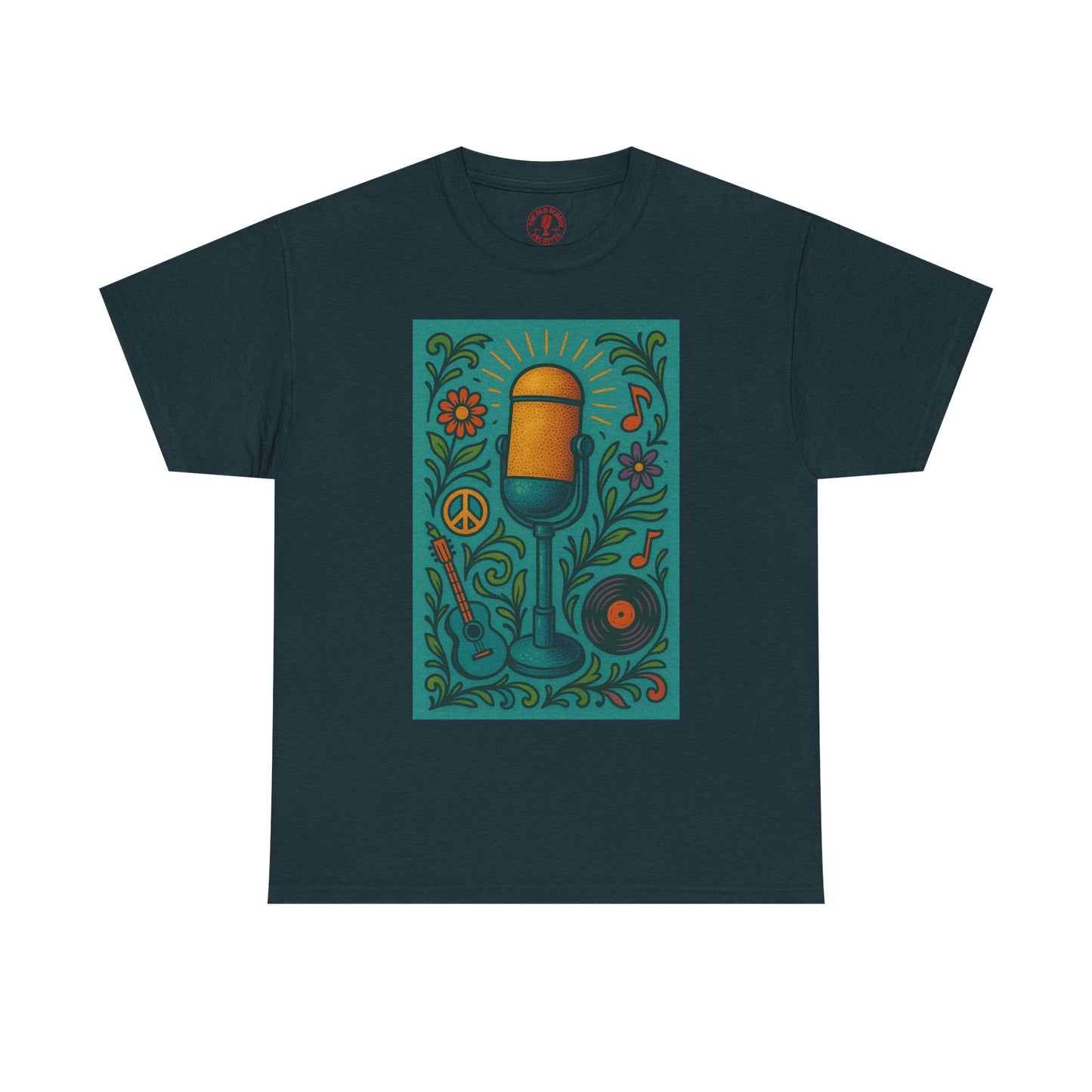 Peace Love Microphone Tee Unisex Heavy Cotton T-Shirt Gift for Hippies