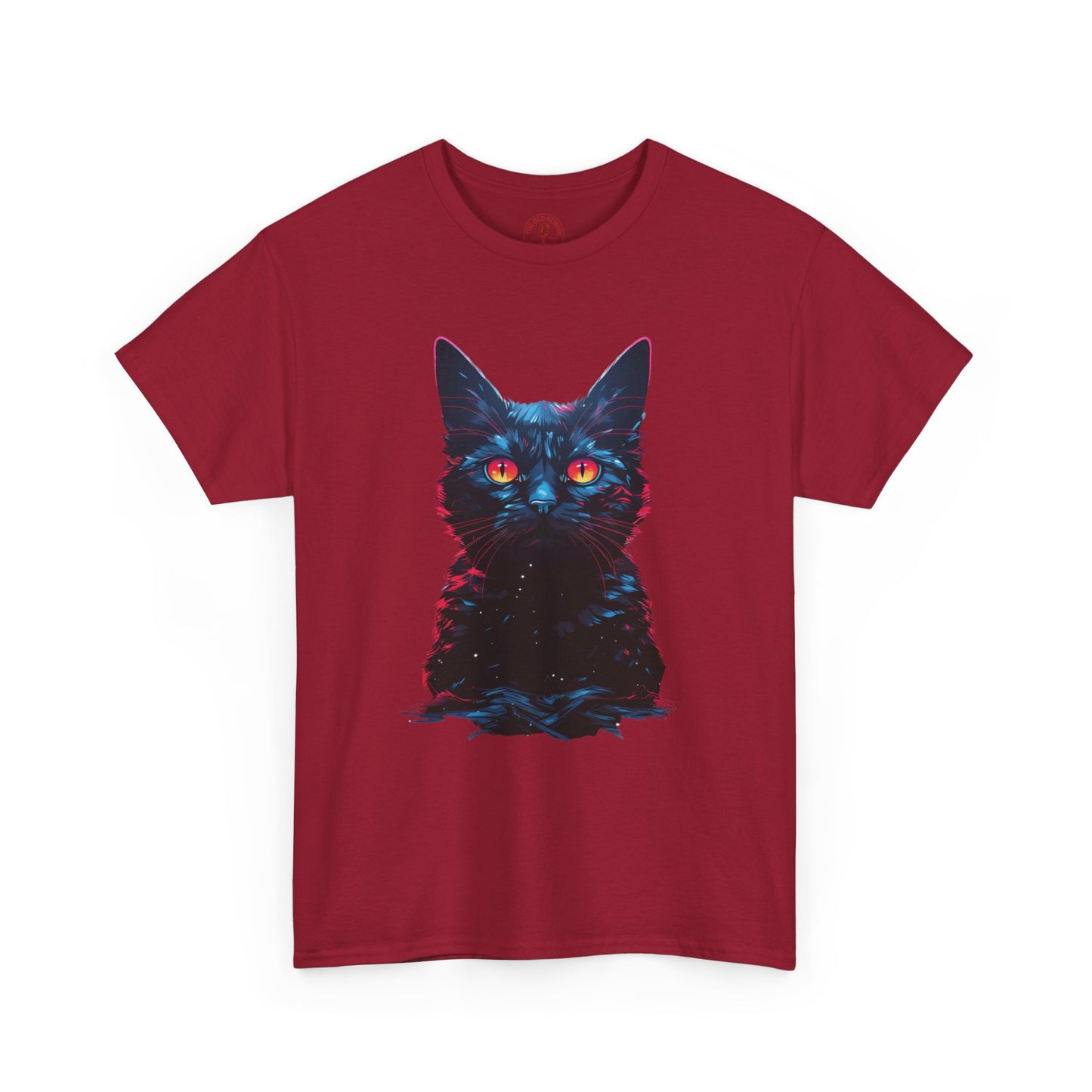 Glowing Black Kitty Cat Orange Eyes Unisex Heavy Cotton Tee | Vintage T-Shirt, Graphic Tee, Casual Wear