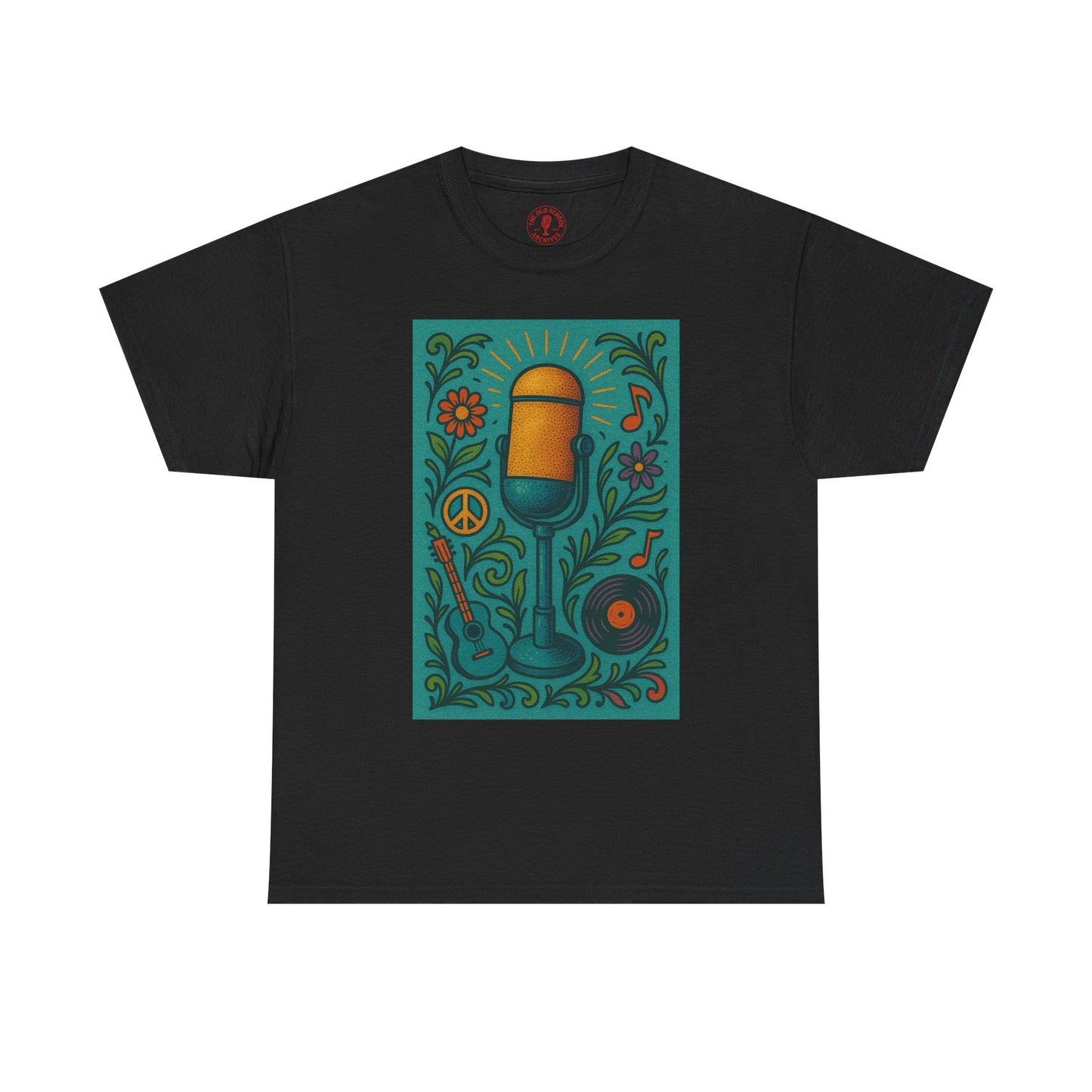 Peace Love Microphone Tee Unisex Heavy Cotton T-Shirt Gift for Hippies