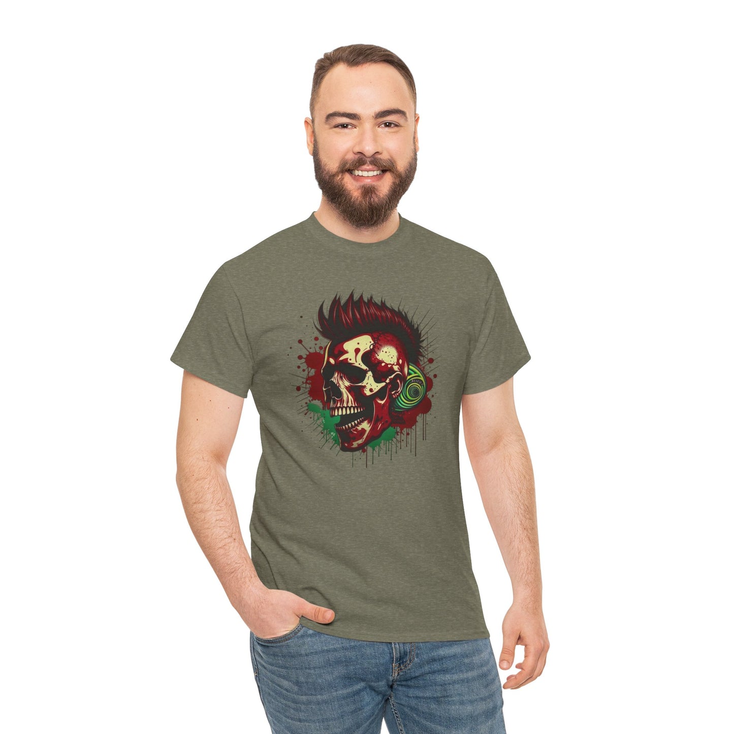 Mohawk Skull Unisex Heavy Cotton Tee Statement Shirt