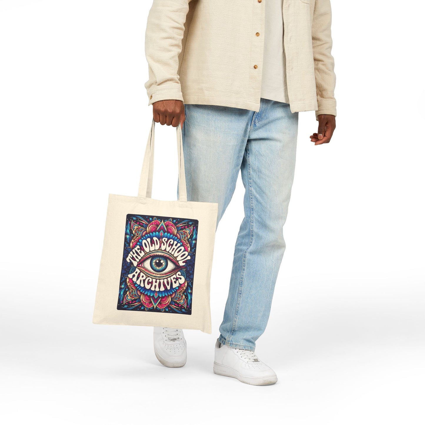The Old-School Archives Canvas Vinyl Record Shopping Bag Psychedelic Eye Logo