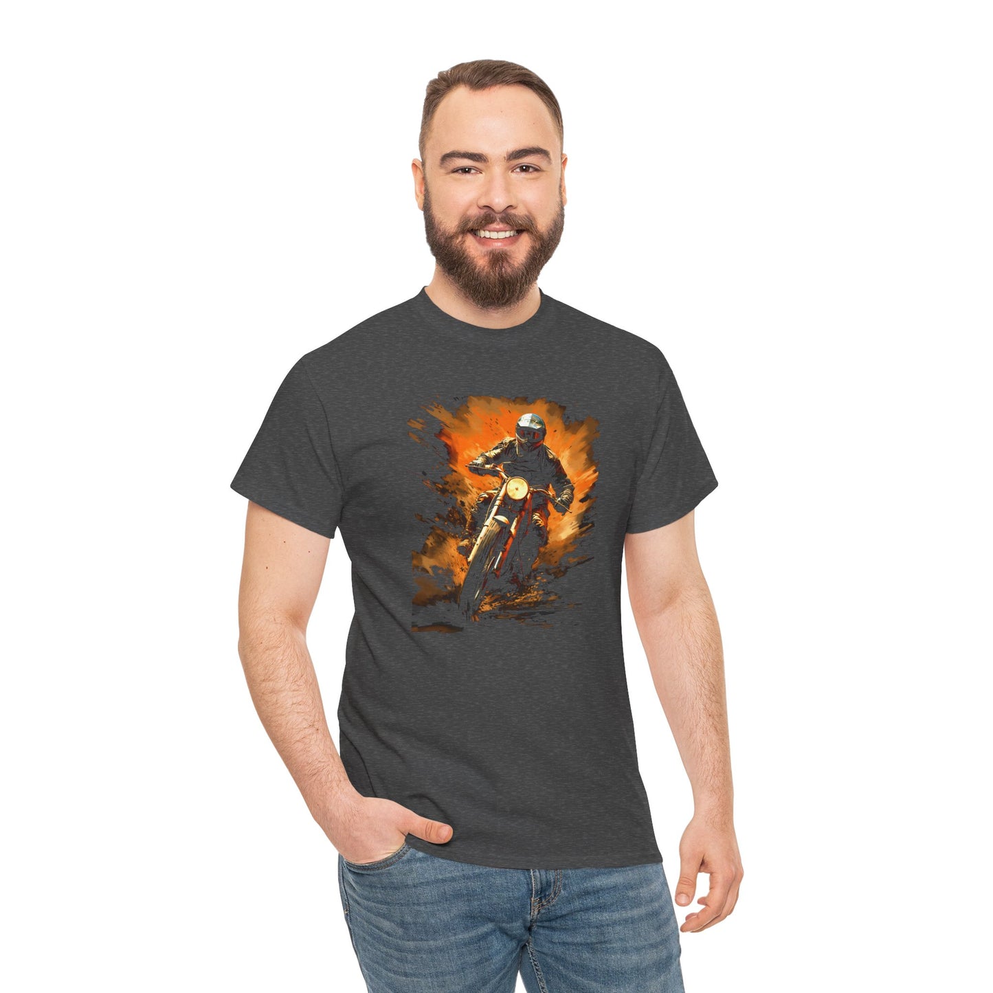 Vintage Motorcycle Bike Racer Unisex Heavy Cotton Tee | Vintage T-Shirt, Graphic Tee, Casual Wear