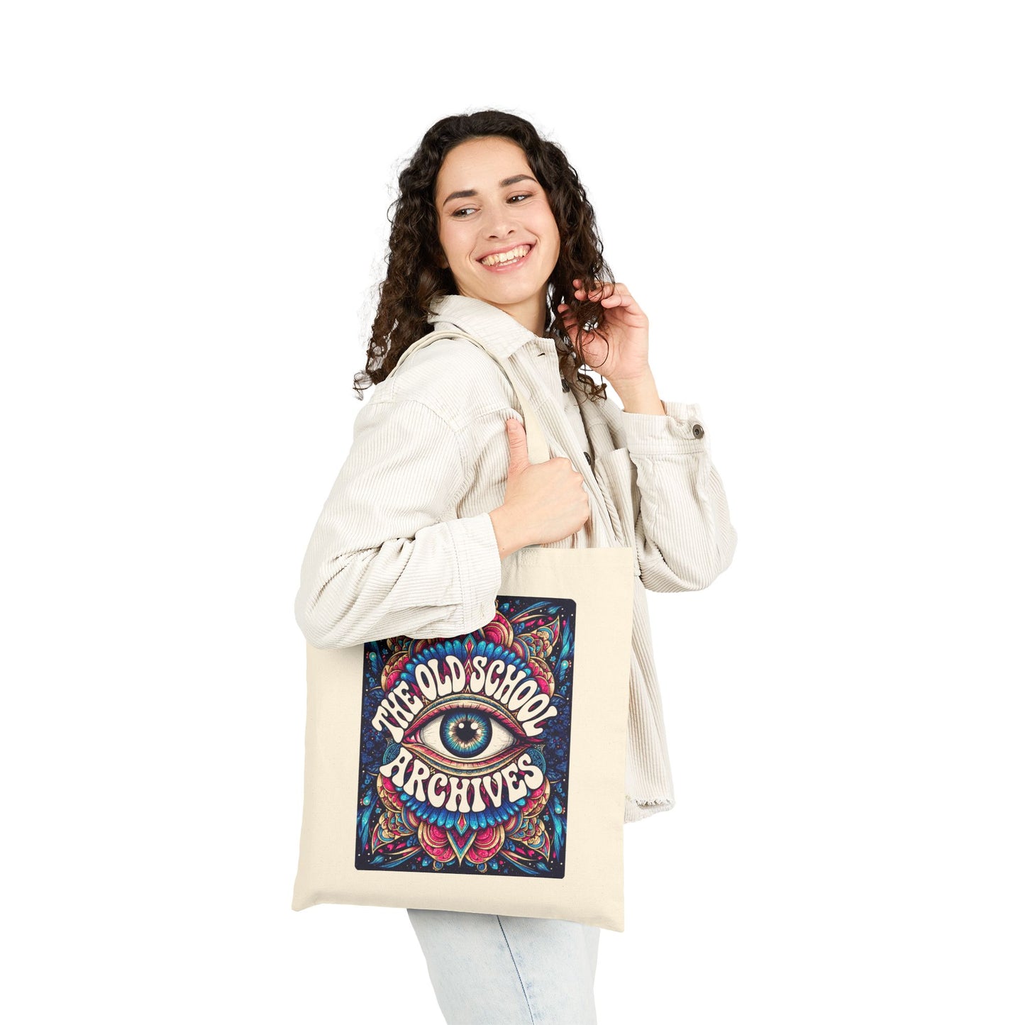 The Old-School Archives Canvas Vinyl Record Shopping Bag Psychedelic Eye Logo