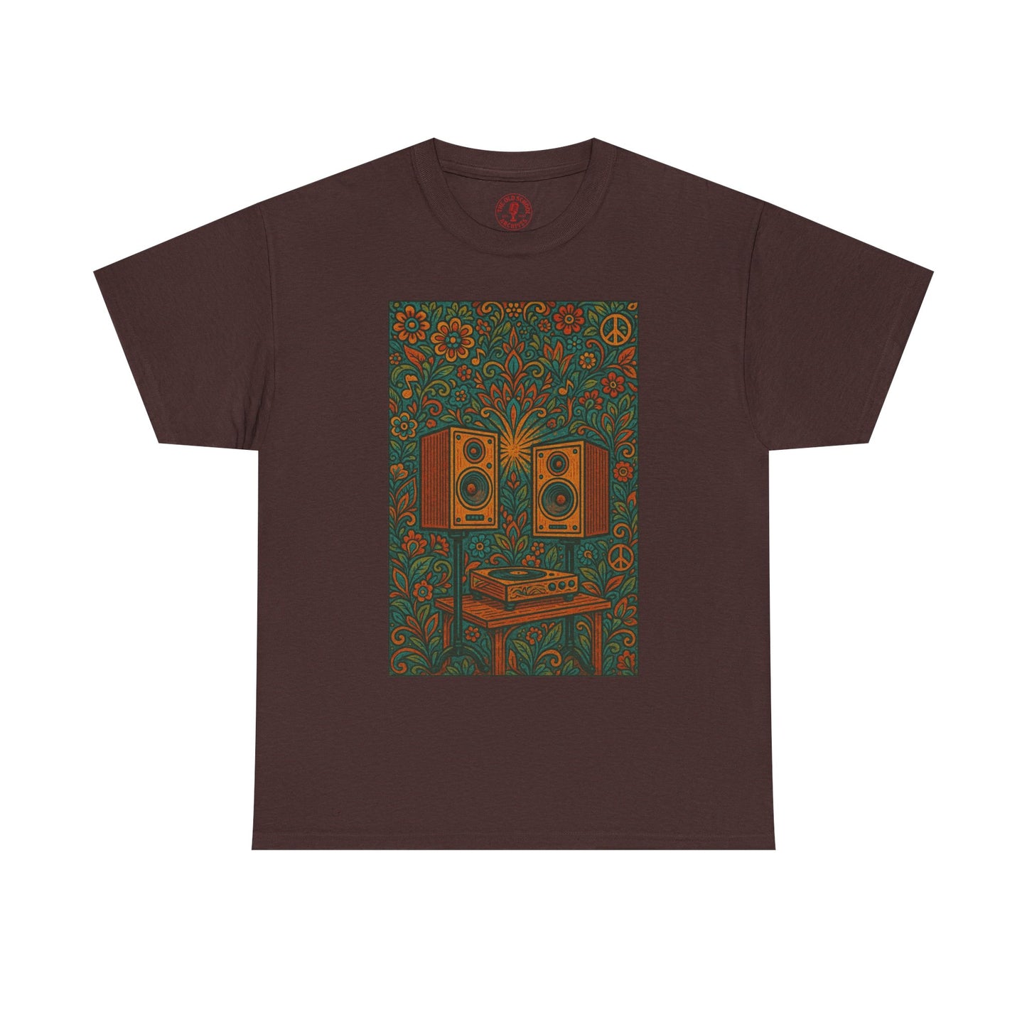 Retro Peace Love HiFi Tee Unisex Heavy Cotton T-Shirt Gift for Hippies