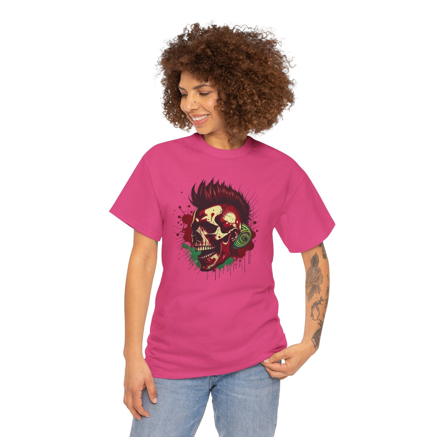 Mohawk Skull Unisex Heavy Cotton Tee Statement Shirt