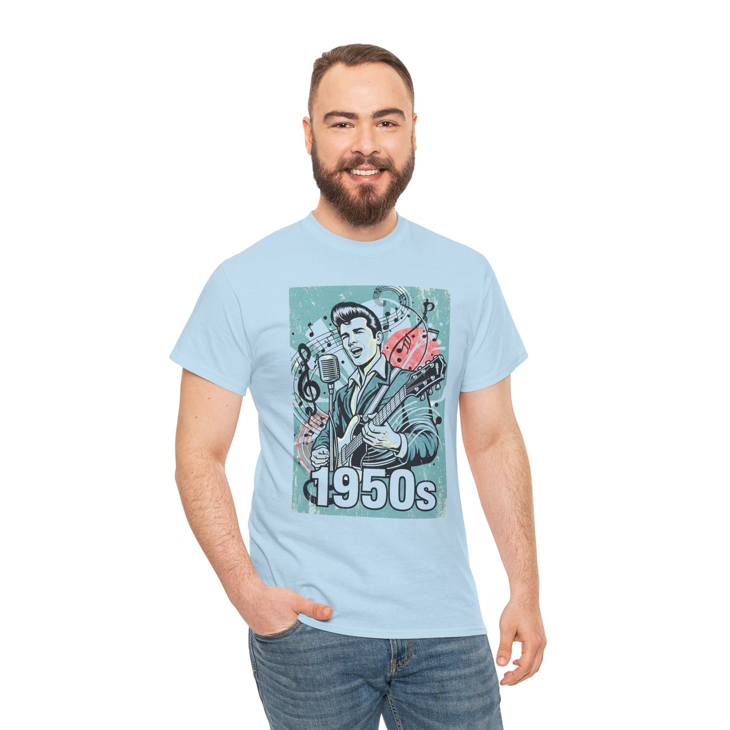 1950s Rock N Roll Tee, Unisex Heavy Cotton T-Shirt, Casual Statement Wear