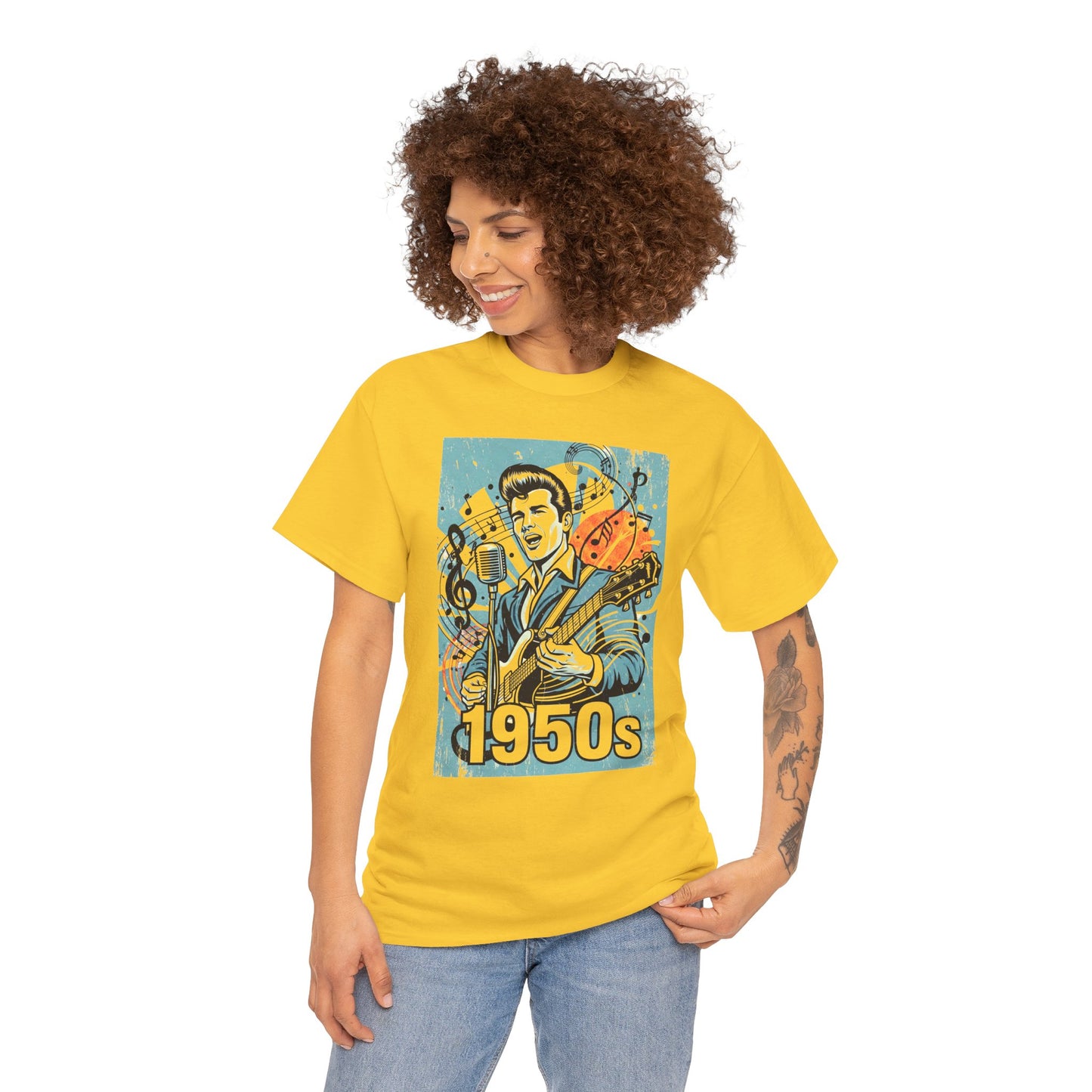 1950s Rock N Roll Tee, Unisex Heavy Cotton T-Shirt, Casual Statement Wear