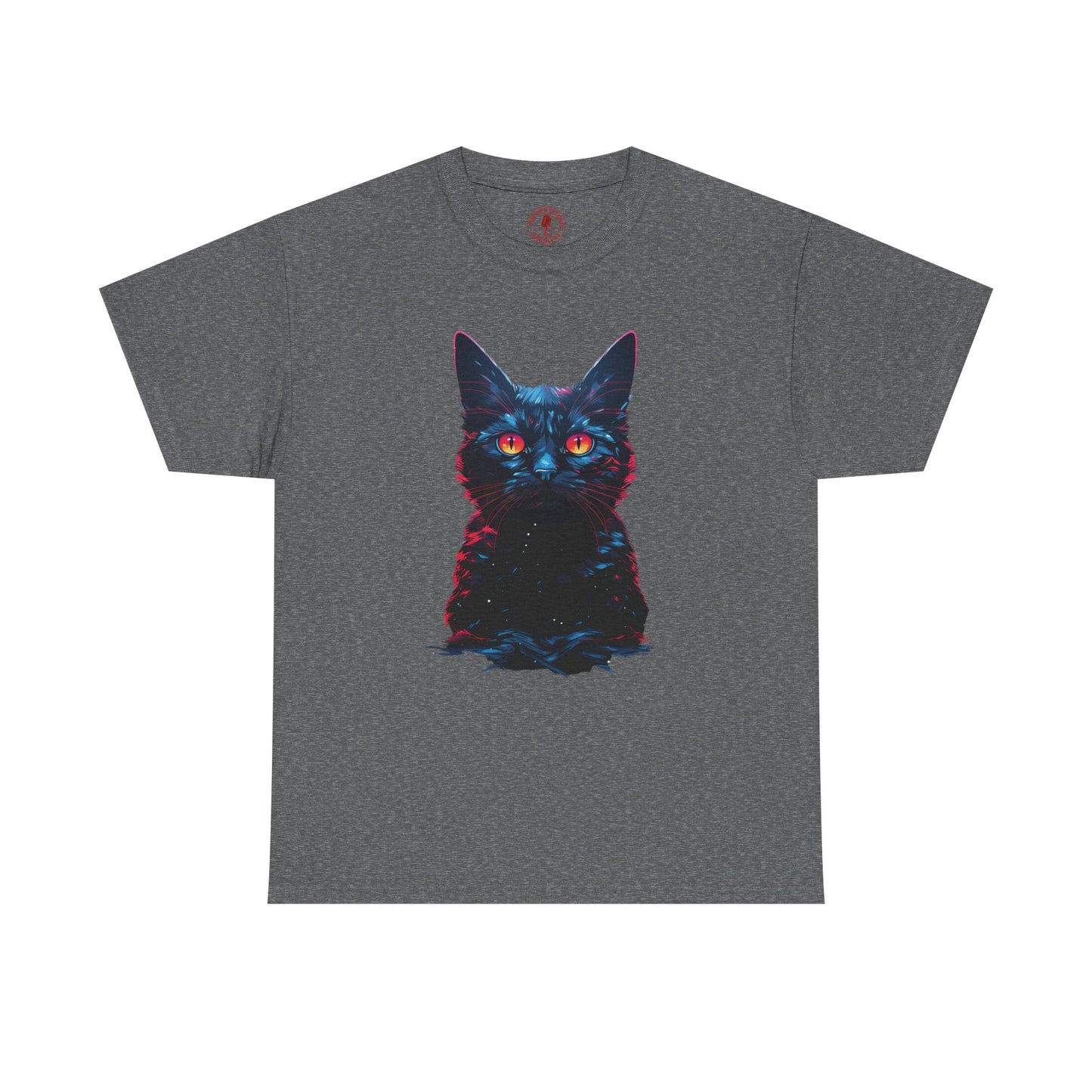 Glowing Black Kitty Cat Orange Eyes Unisex Heavy Cotton Tee | Vintage T-Shirt, Graphic Tee, Casual Wear