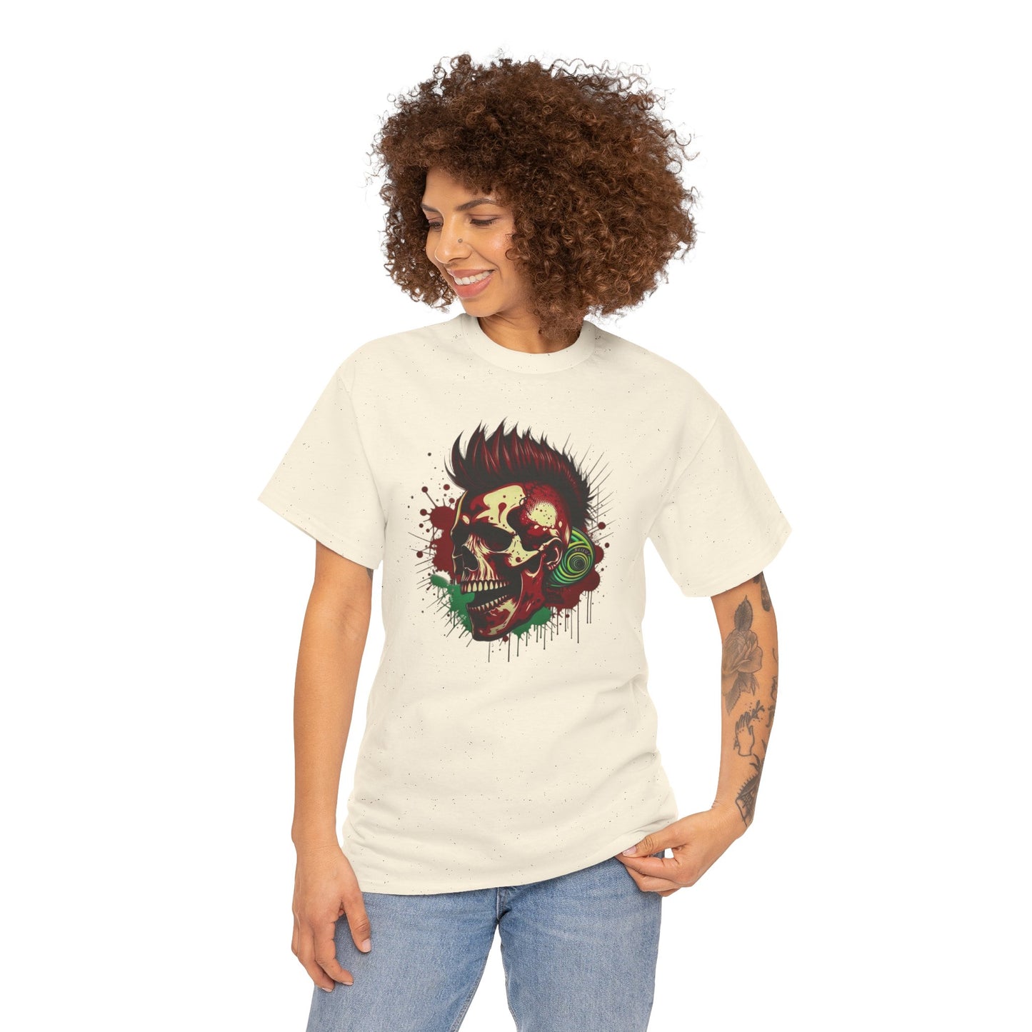 Mohawk Skull Unisex Heavy Cotton Tee Statement Shirt