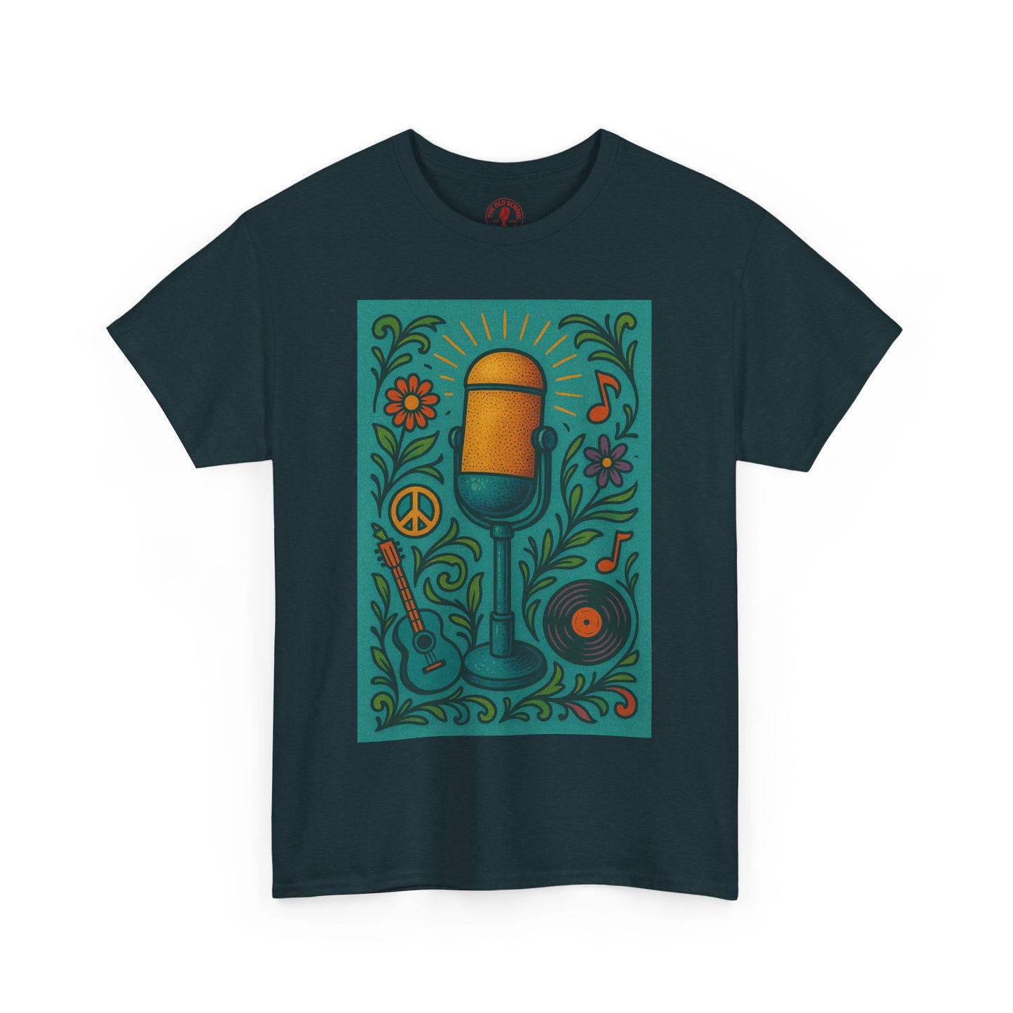 Peace Love Microphone Tee Unisex Heavy Cotton T-Shirt Gift for Hippies