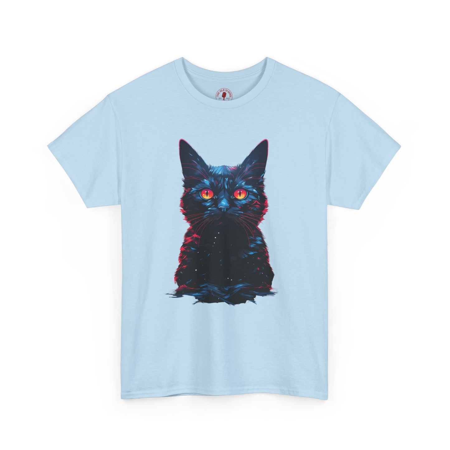 Glowing Black Kitty Cat Orange Eyes Unisex Heavy Cotton Tee | Vintage T-Shirt, Graphic Tee, Casual Wear