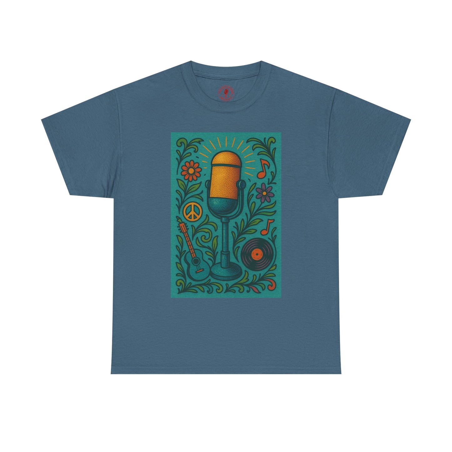 Peace Love Microphone Tee Unisex Heavy Cotton T-Shirt Gift for Hippies