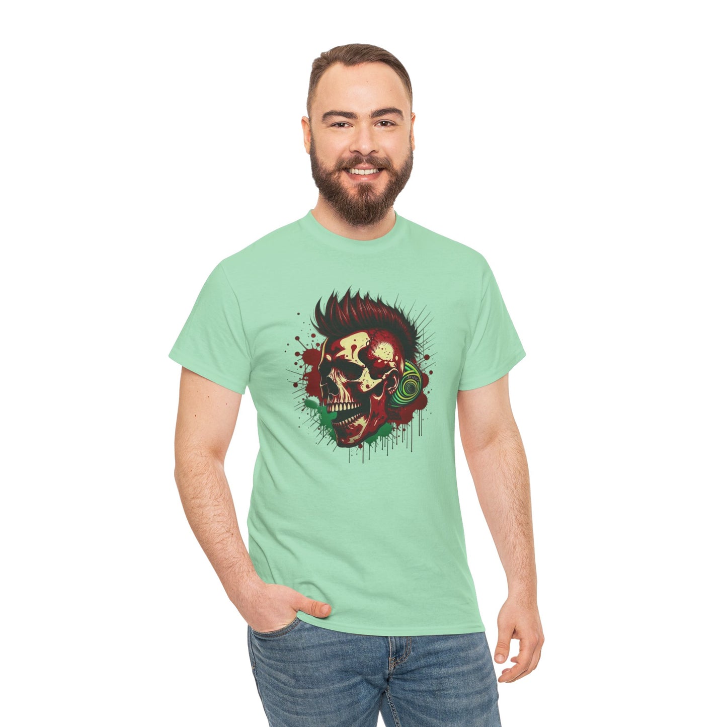Mohawk Skull Unisex Heavy Cotton Tee Statement Shirt