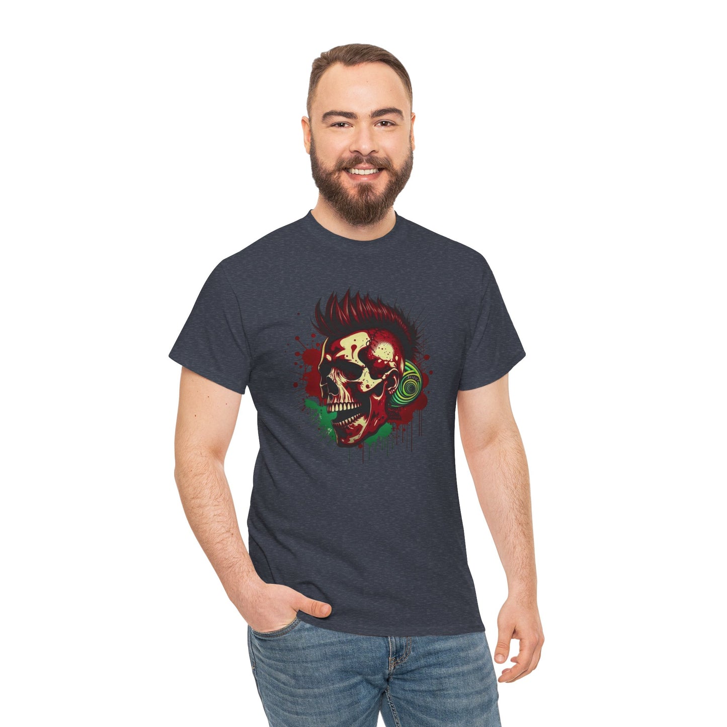 Mohawk Skull Unisex Heavy Cotton Tee Statement Shirt