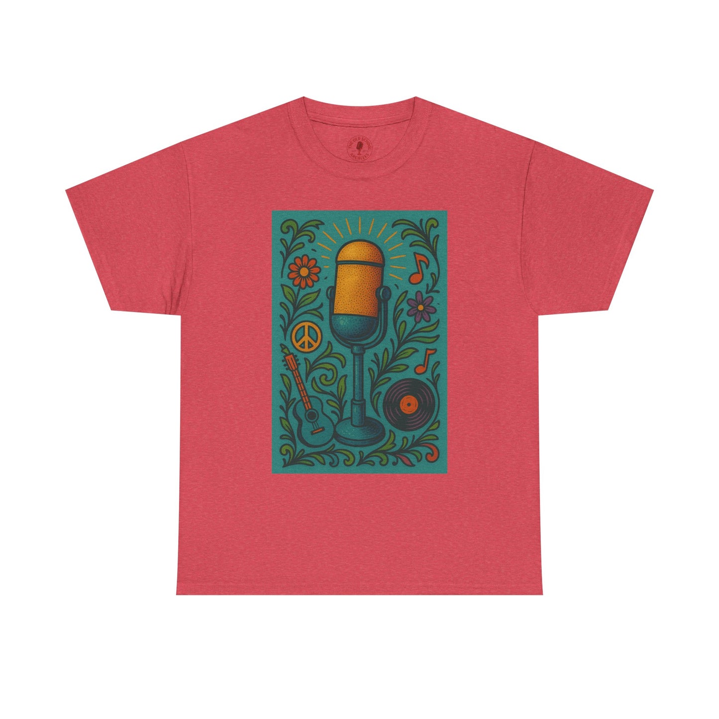 Peace Love Microphone Tee Unisex Heavy Cotton T-Shirt Gift for Hippies