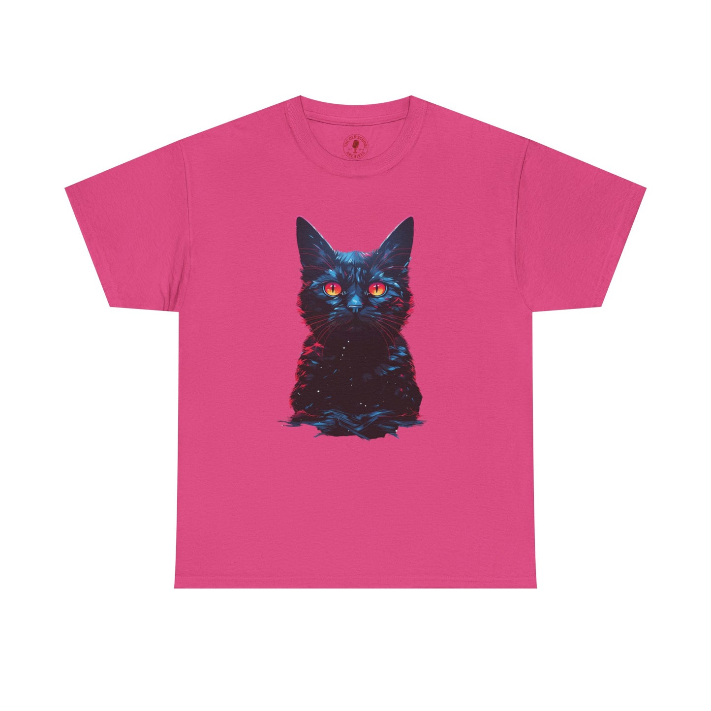 Glowing Black Kitty Cat Orange Eyes Unisex Heavy Cotton Tee | Vintage T-Shirt, Graphic Tee, Casual Wear