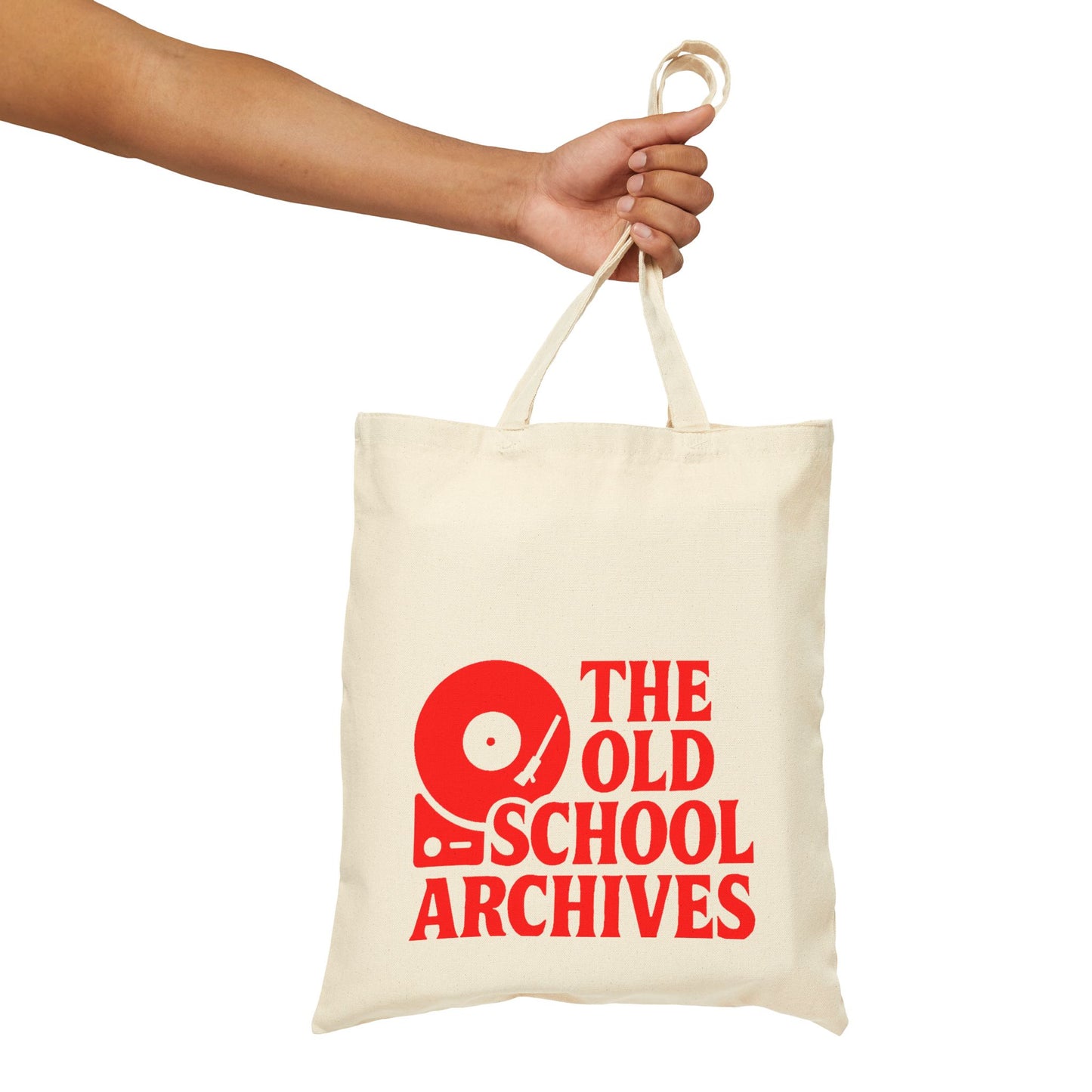 The Old-School Archives Canvas Vinyl Record Shopping Bag Red Turntable Logo