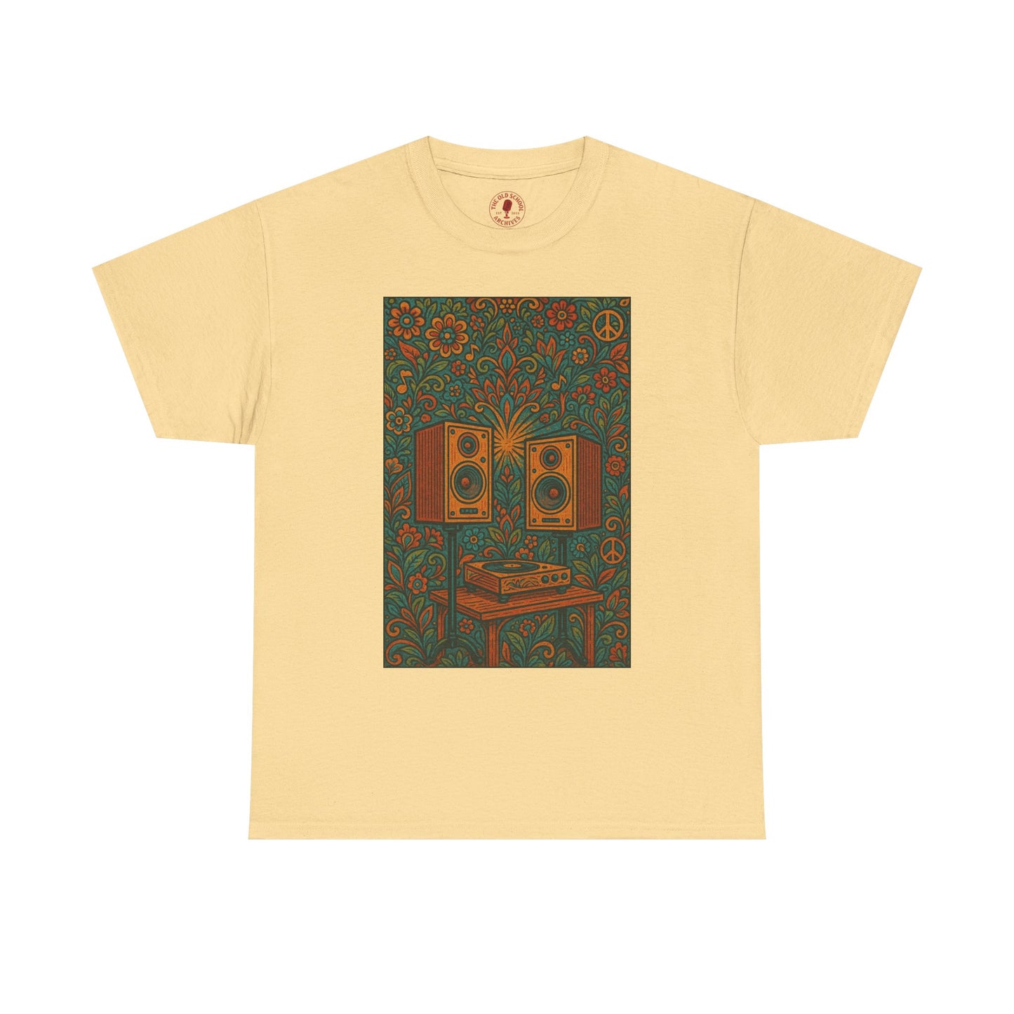 Retro Peace Love HiFi Tee Unisex Heavy Cotton T-Shirt Gift for Hippies