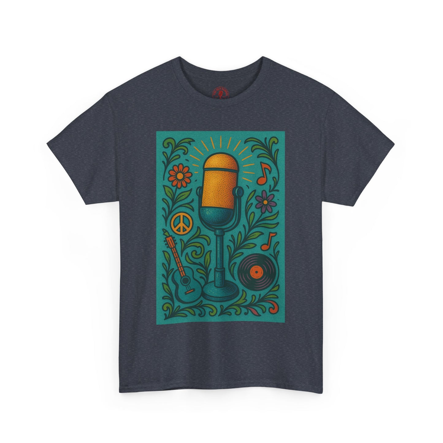 Peace Love Microphone Tee Unisex Heavy Cotton T-Shirt Gift for Hippies