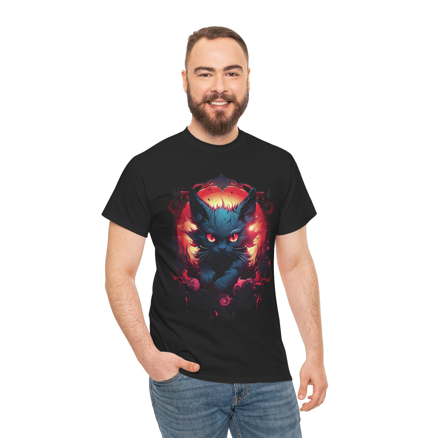 Evil Bad Kitty Cat Variant Unisex Heavy Cotton Tee | Vintage T-Shirt, Graphic Tee, Casual Wear
