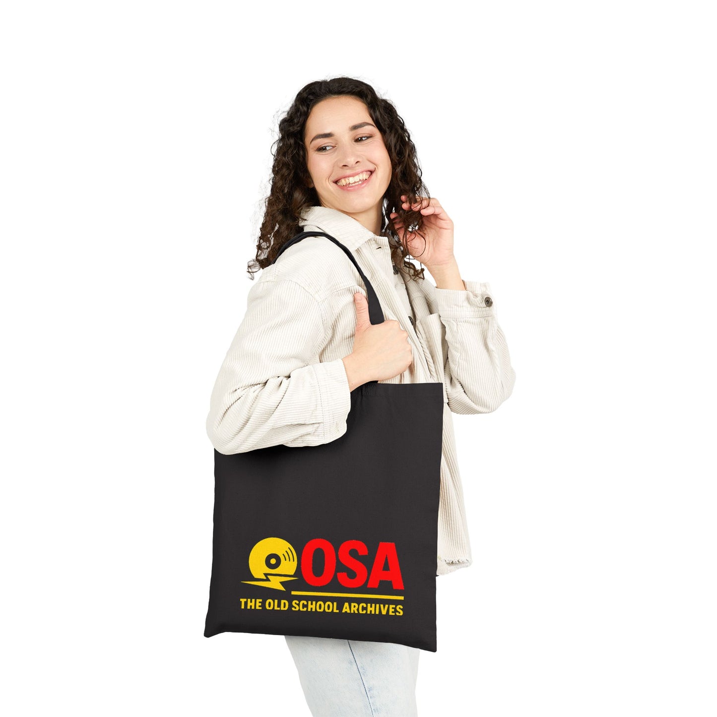 The Old-School Archives Canvas Vinyl Record Shopping Bag Lightning Logo