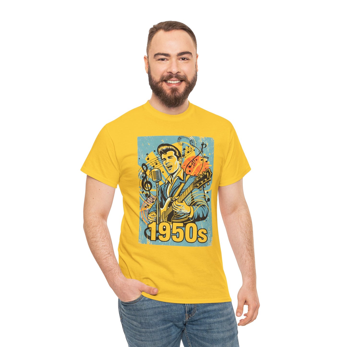 1950s Rock N Roll Tee, Unisex Heavy Cotton T-Shirt, Casual Statement Wear