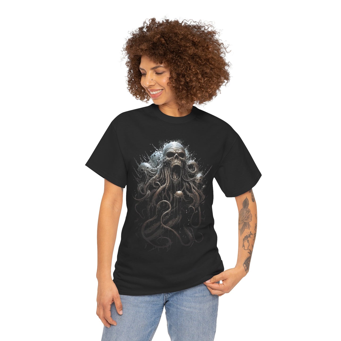 Wicked Skull Octopus Unisex Heavy Cotton Tee | Vintage T-Shirt, Graphic Tee, Casual Wear