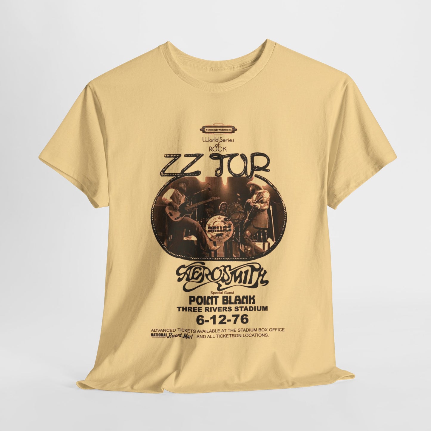 Concert Poster Tee #182: ZZ Top Aerosmith Point Blank