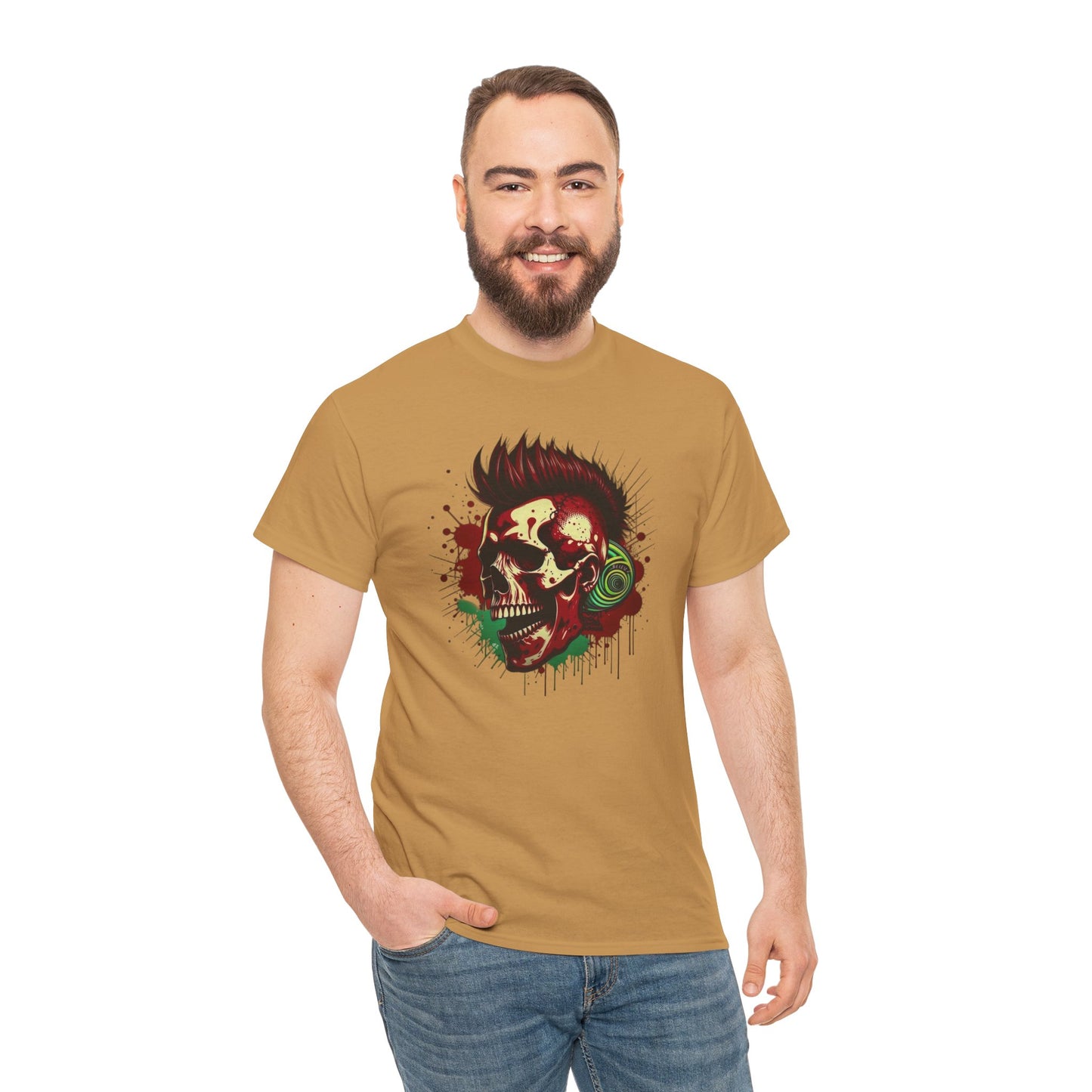 Mohawk Skull Unisex Heavy Cotton Tee Statement Shirt