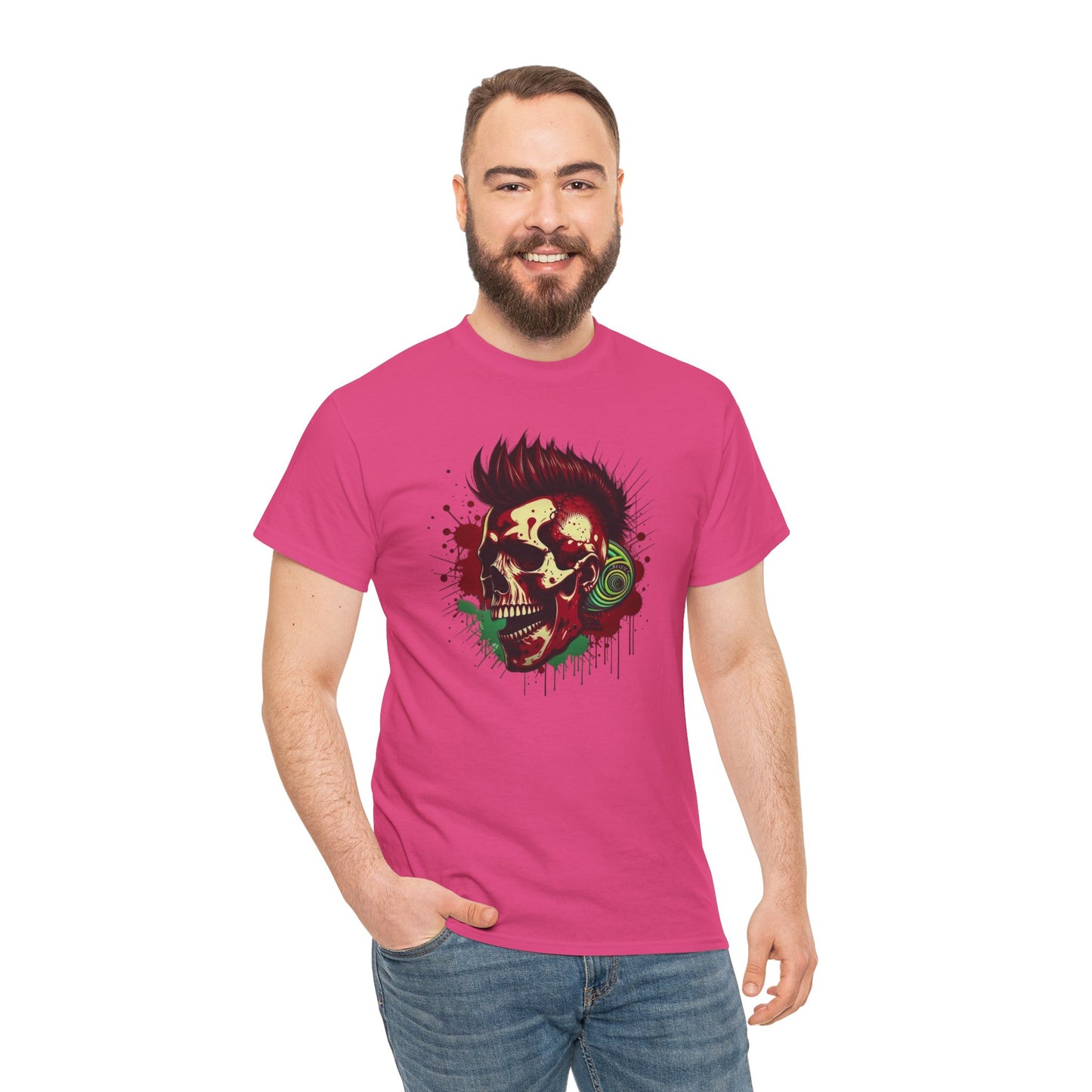 Mohawk Skull Unisex Heavy Cotton Tee Statement Shirt