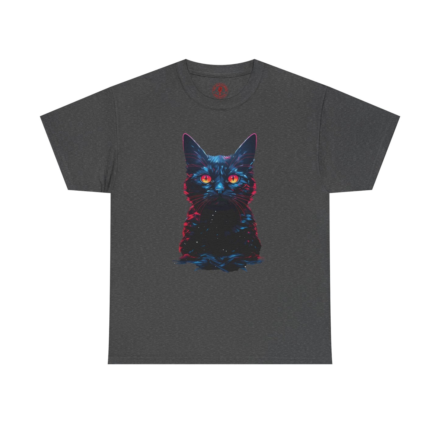 Glowing Black Kitty Cat Orange Eyes Unisex Heavy Cotton Tee | Vintage T-Shirt, Graphic Tee, Casual Wear